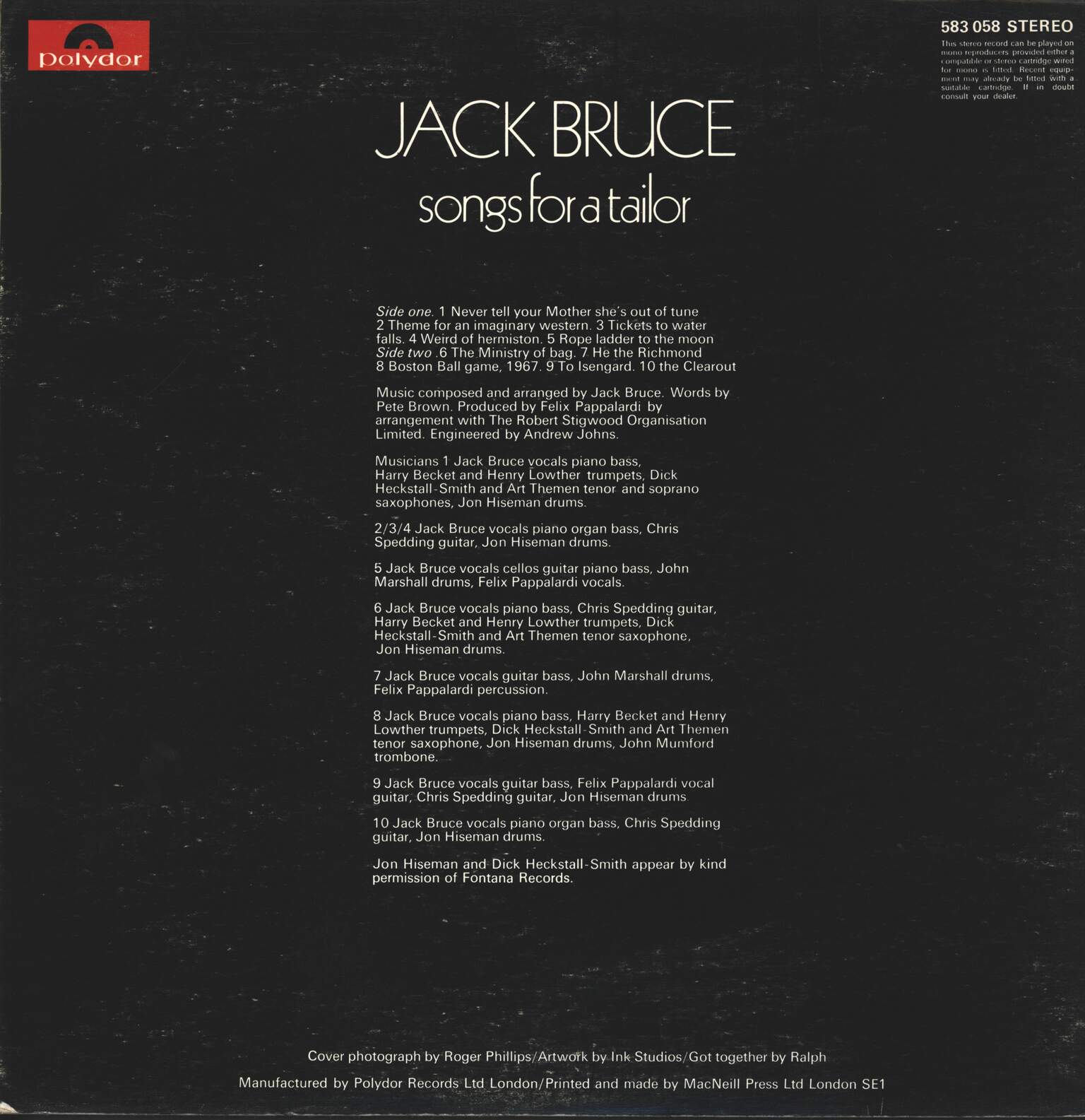 Jack Bruce: Songs For A Tailor, 1×LP (Vinyl)