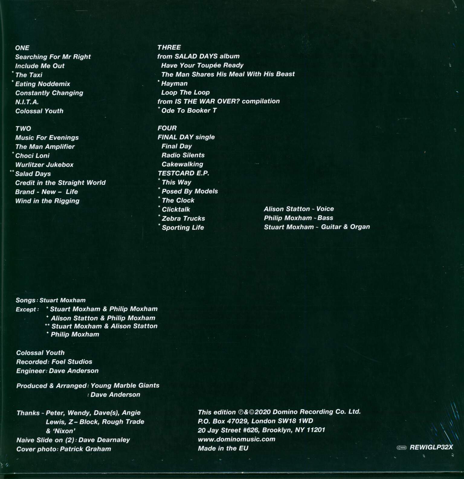 Young Marble Giants: Colossal Youth / Loose Ends And Sharp Cuts, 2×LP (Vinyl)