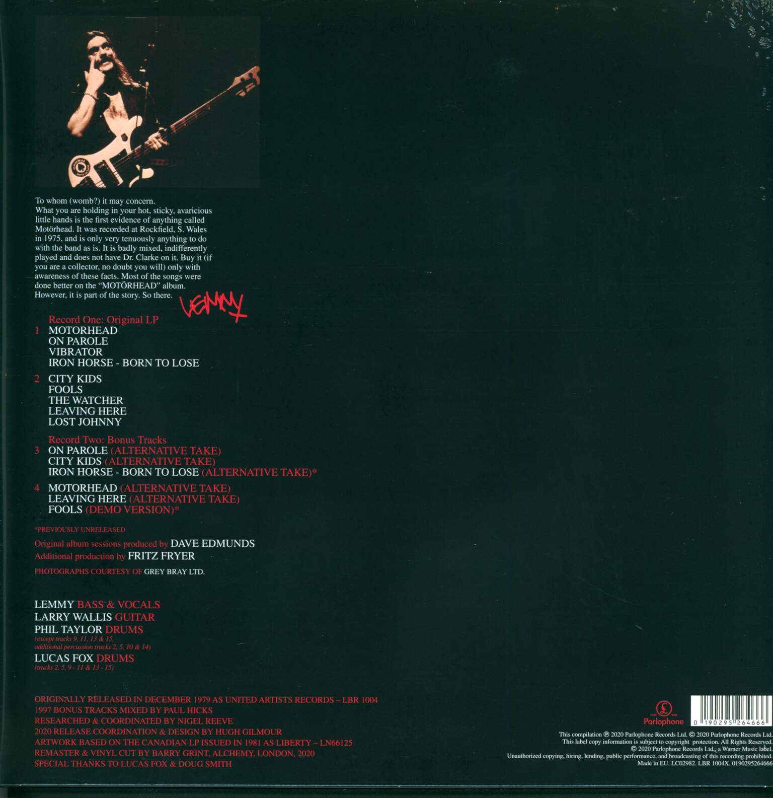 Motörhead: On Parole, 2×LP (Vinyl)