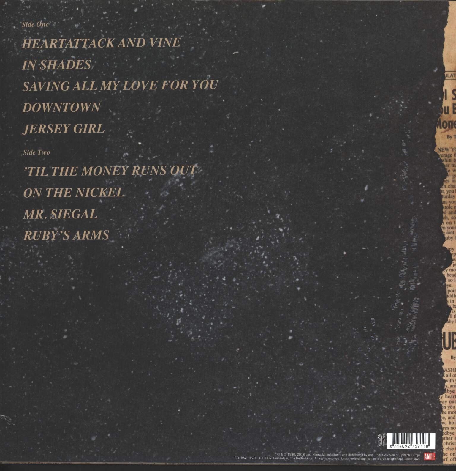 Tom Waits: Heartattack And Vine, 1×LP (Vinyl)