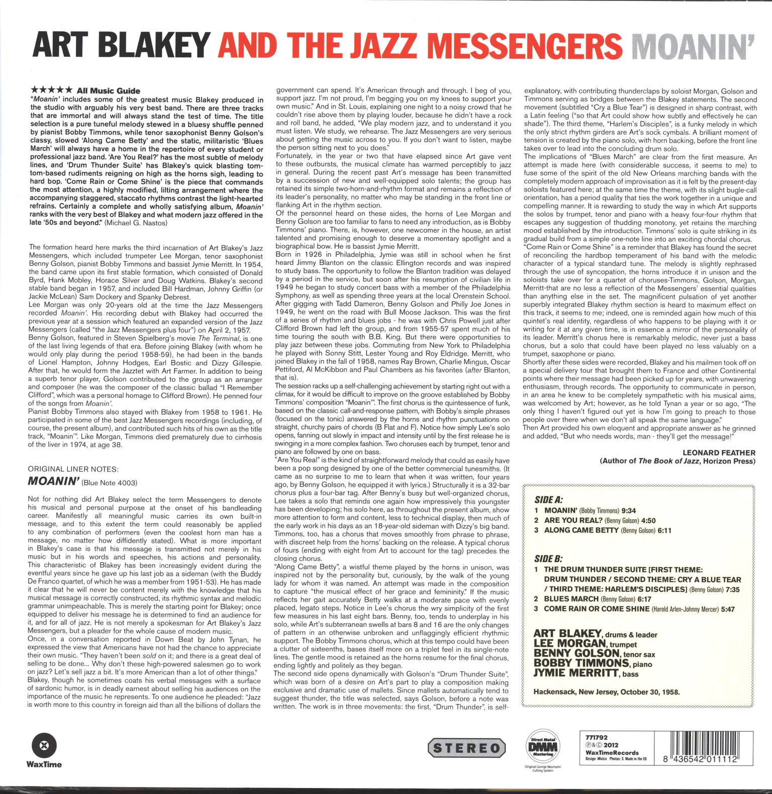 Art Blakey & The Jazz Messengers: Moanin’, 1×LP (Vinyl)