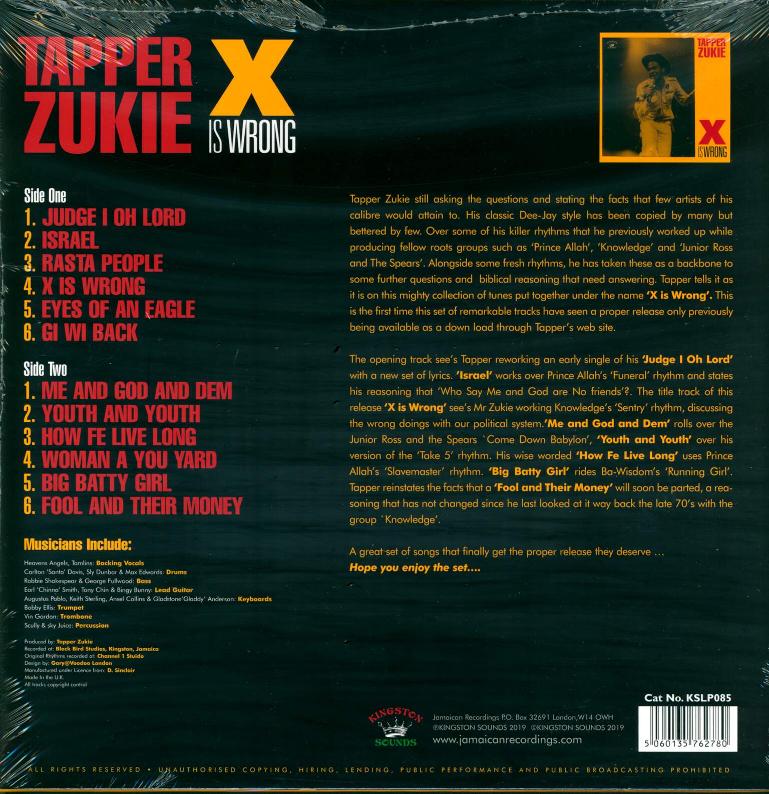 Tapper Zukie: X Is Wrong, 1×LP (Vinyl)