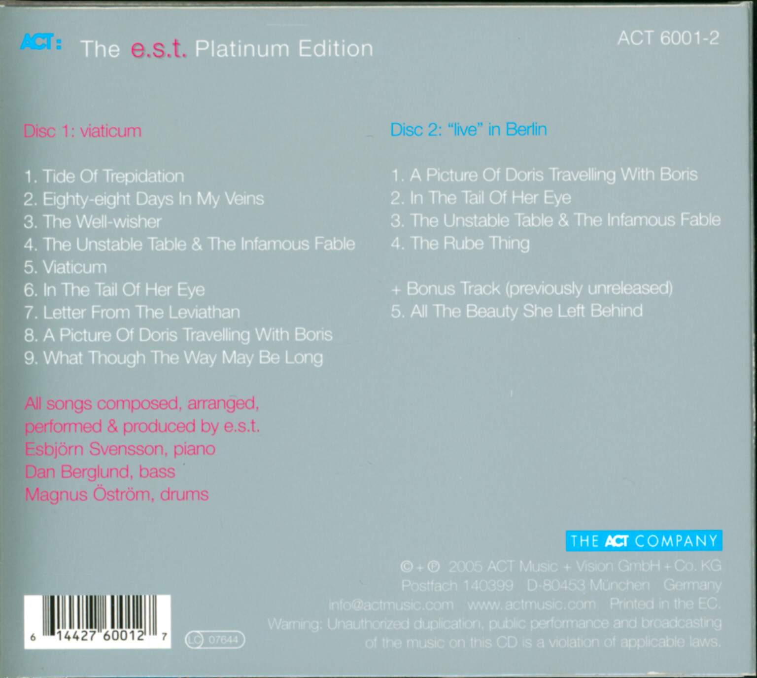 E.S.T.: Viaticum + Live In Berlin, 2×CD