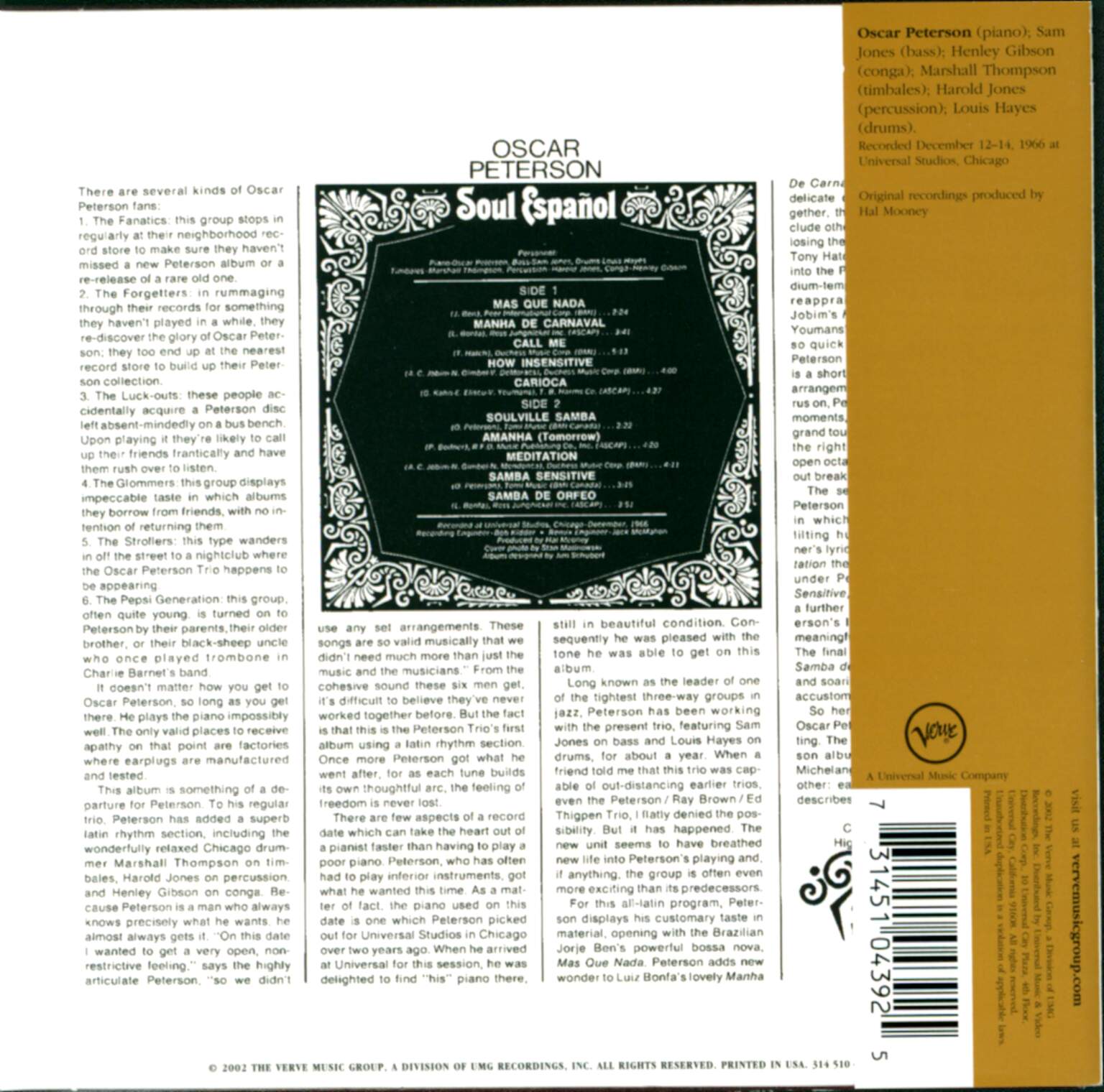 Oscar Peterson: Soul Español, 1×CD