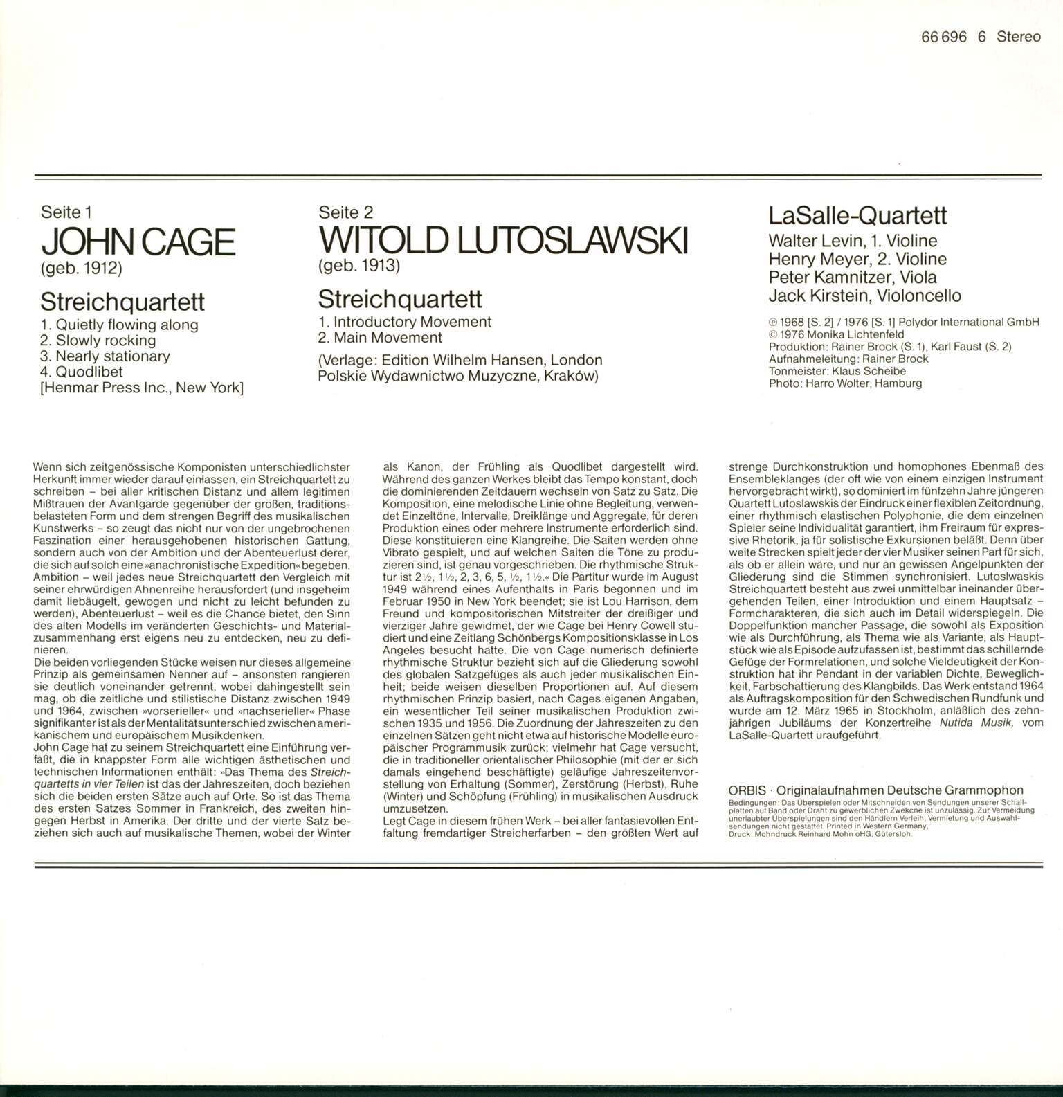 John Cage: Streichquartette, 1×LP (Vinyl)