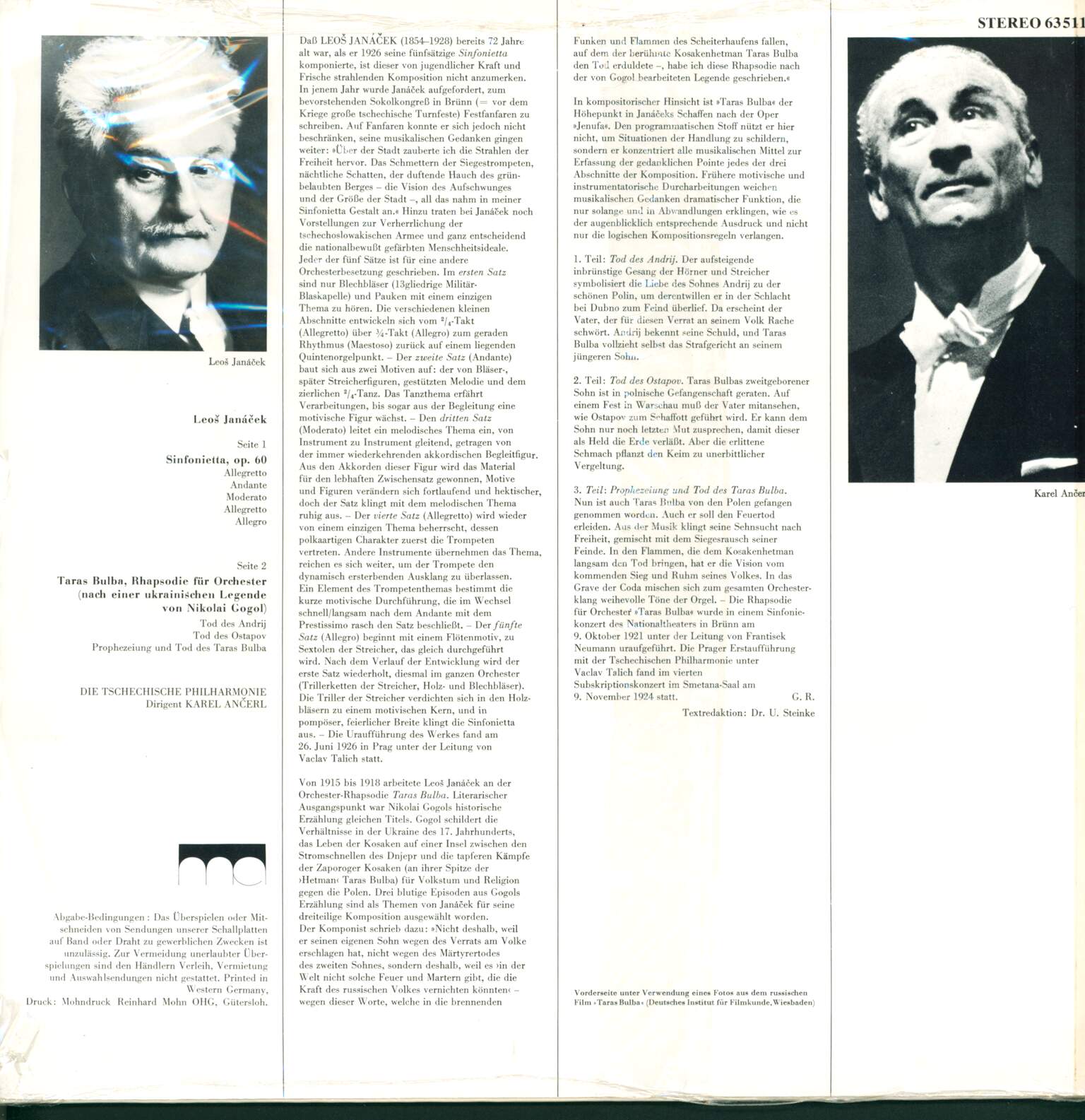 Leoš Janáček: Sinfonietta - Taras Bulba (Rhapsodie Für Orchester), 1×LP (Vinyl)
