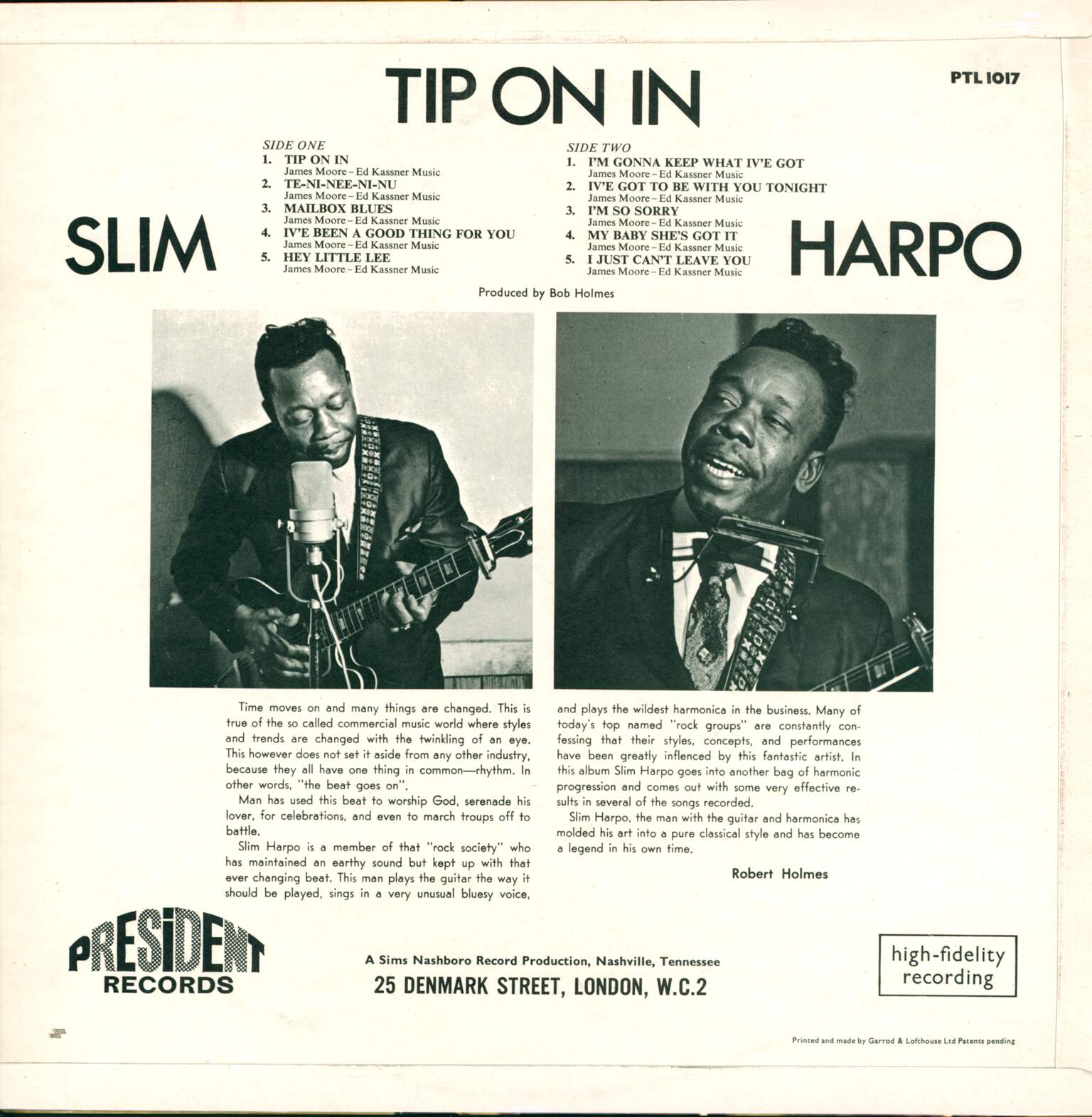Slim Harpo: Tip On In, 1×LP (Vinyl)