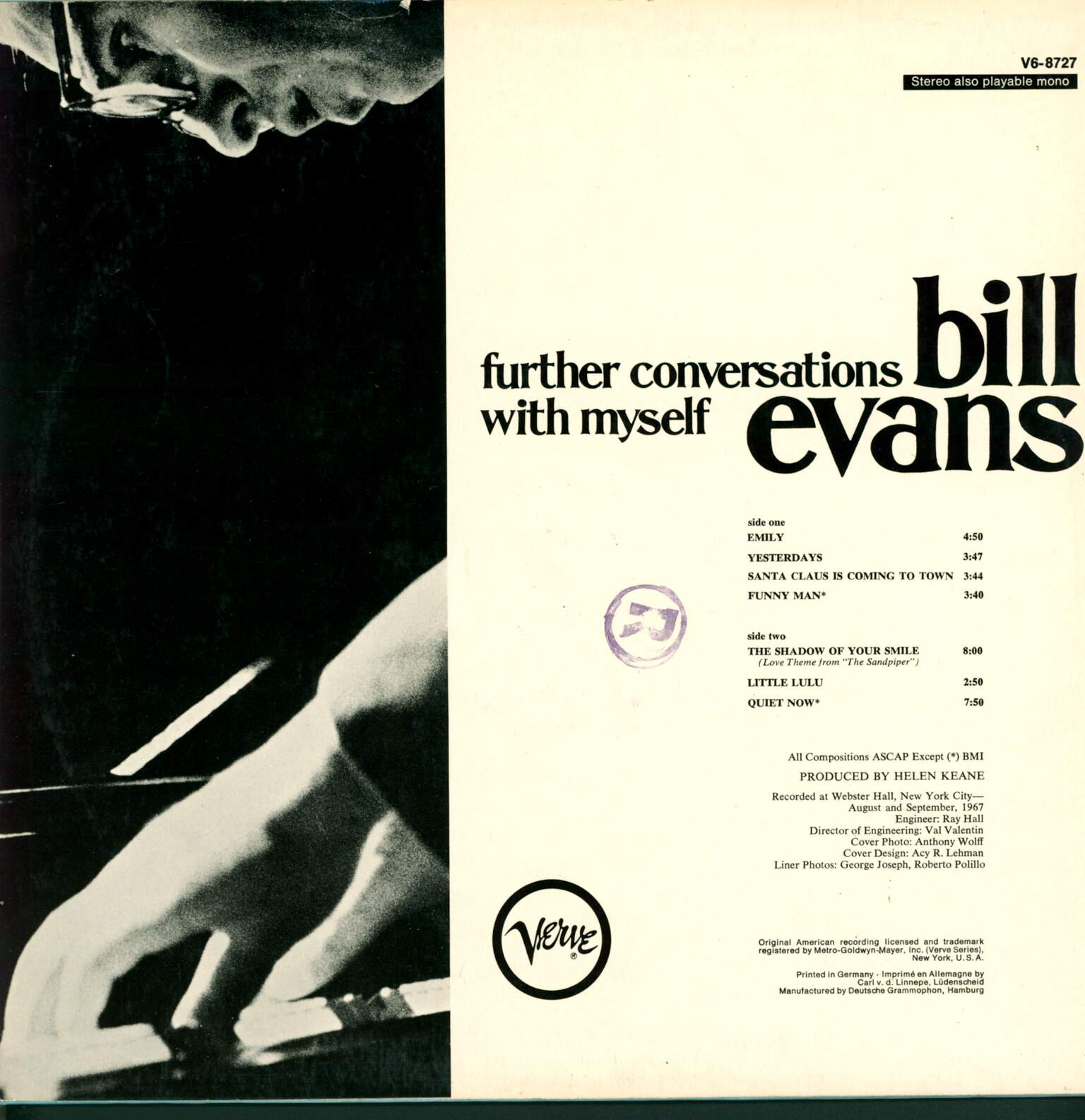 Bill Evans: Further Conversations With Myself, 1×LP (Vinyl)