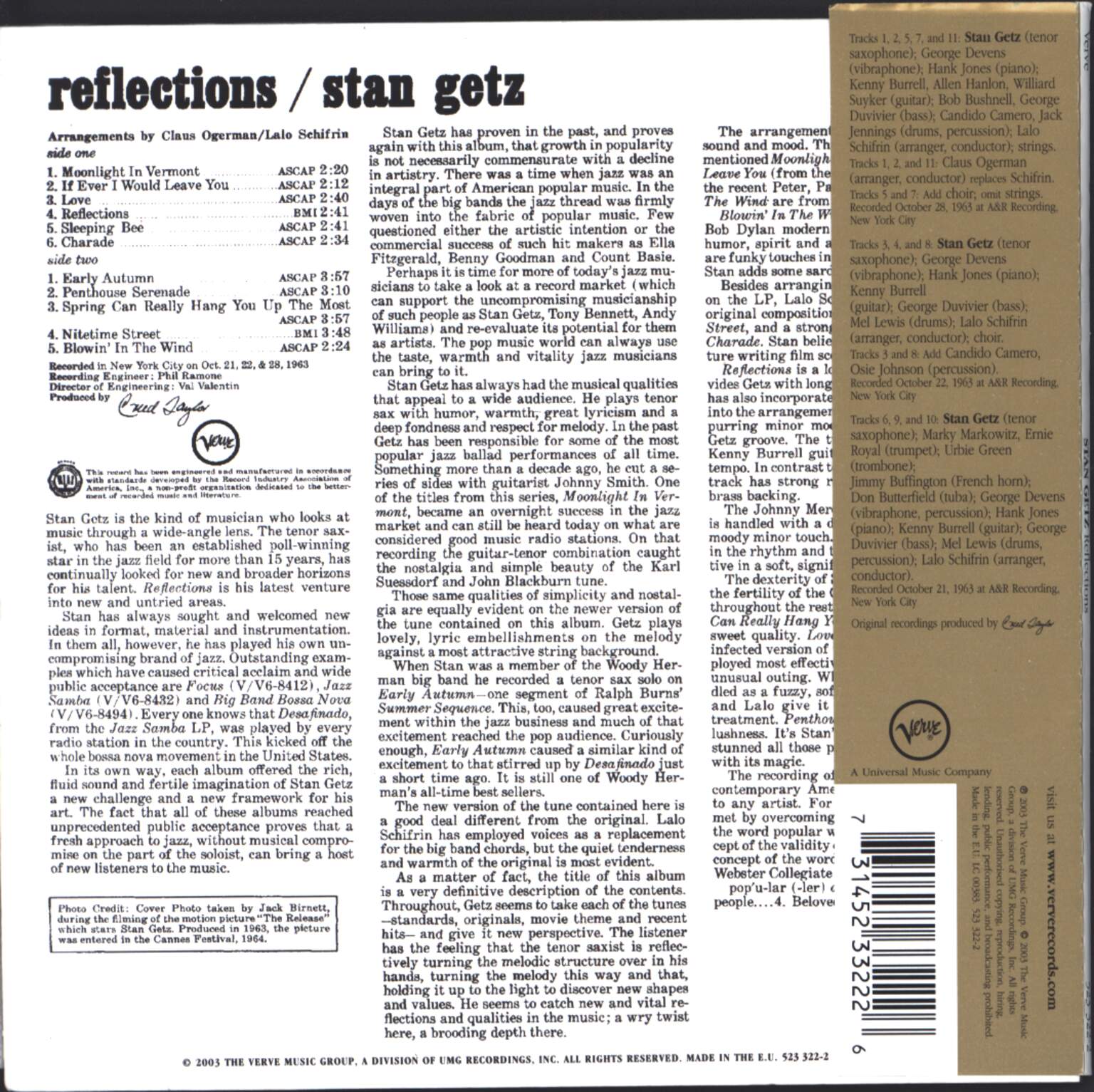 Stan Getz: Reflections, 1×CD