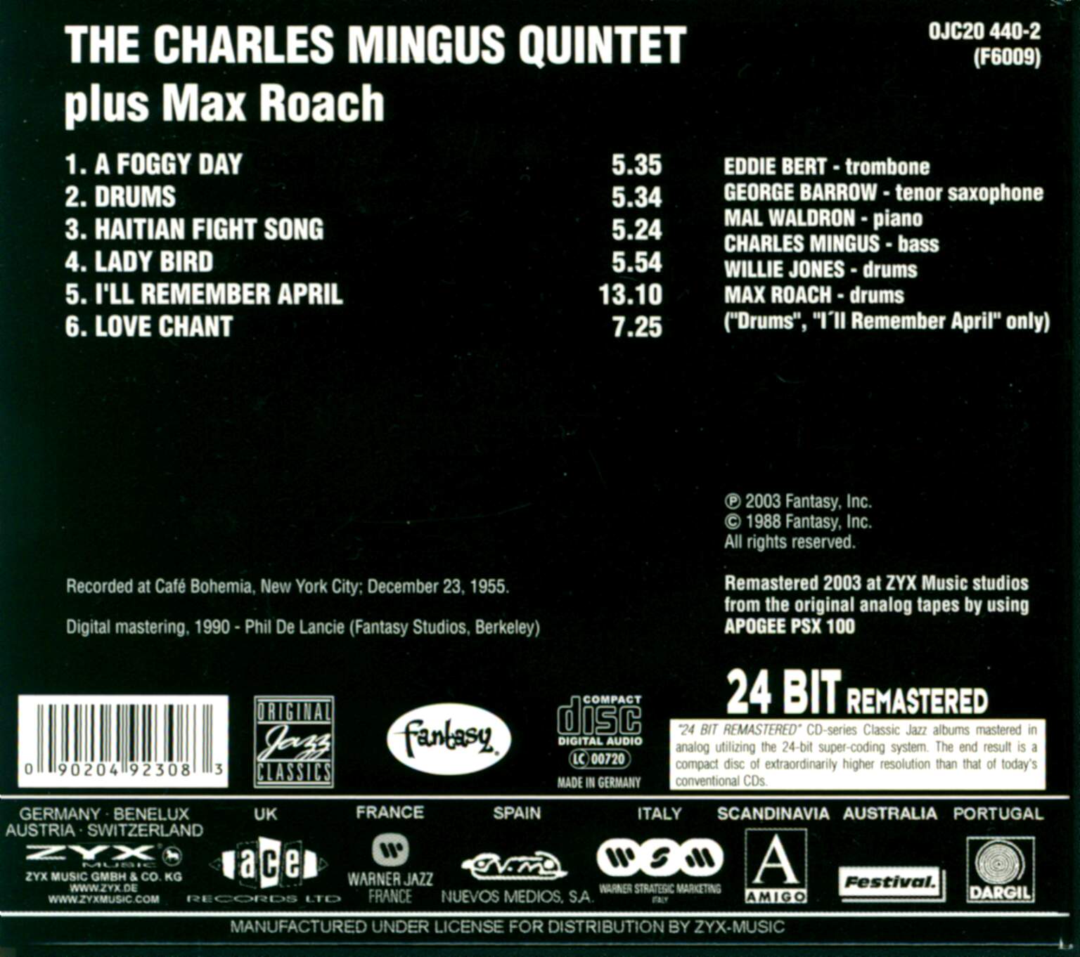The Charles Mingus Quintet: The Charles Mingus Quintet + Max Roach, 1×CD