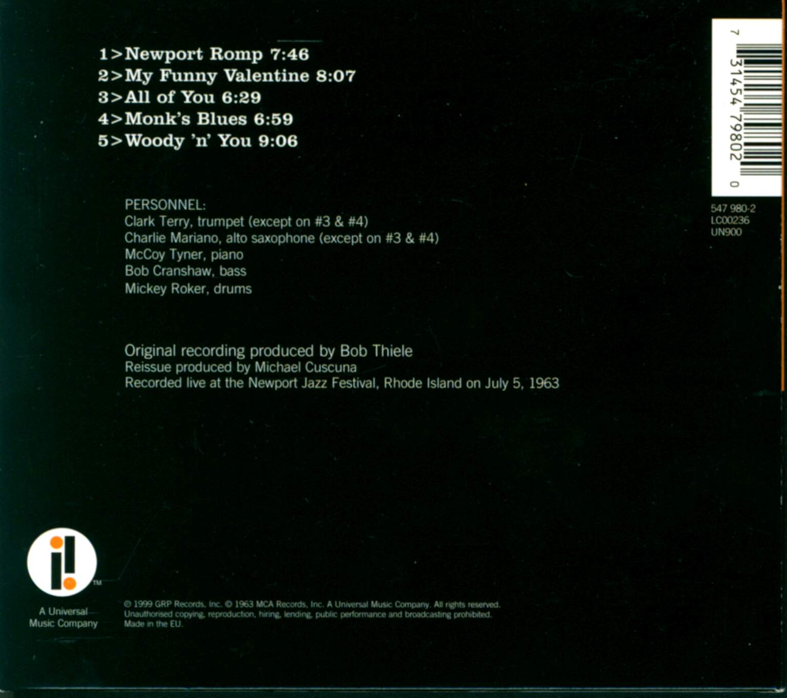McCoy Tyner: Live At Newport, 1×CD