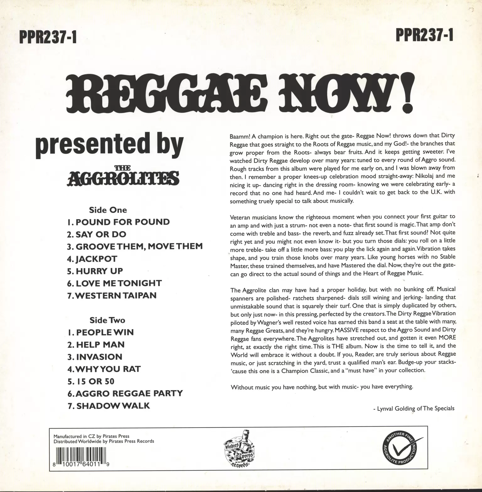 The Aggrolites: Reggae Now!, 1×LP (Vinyl)