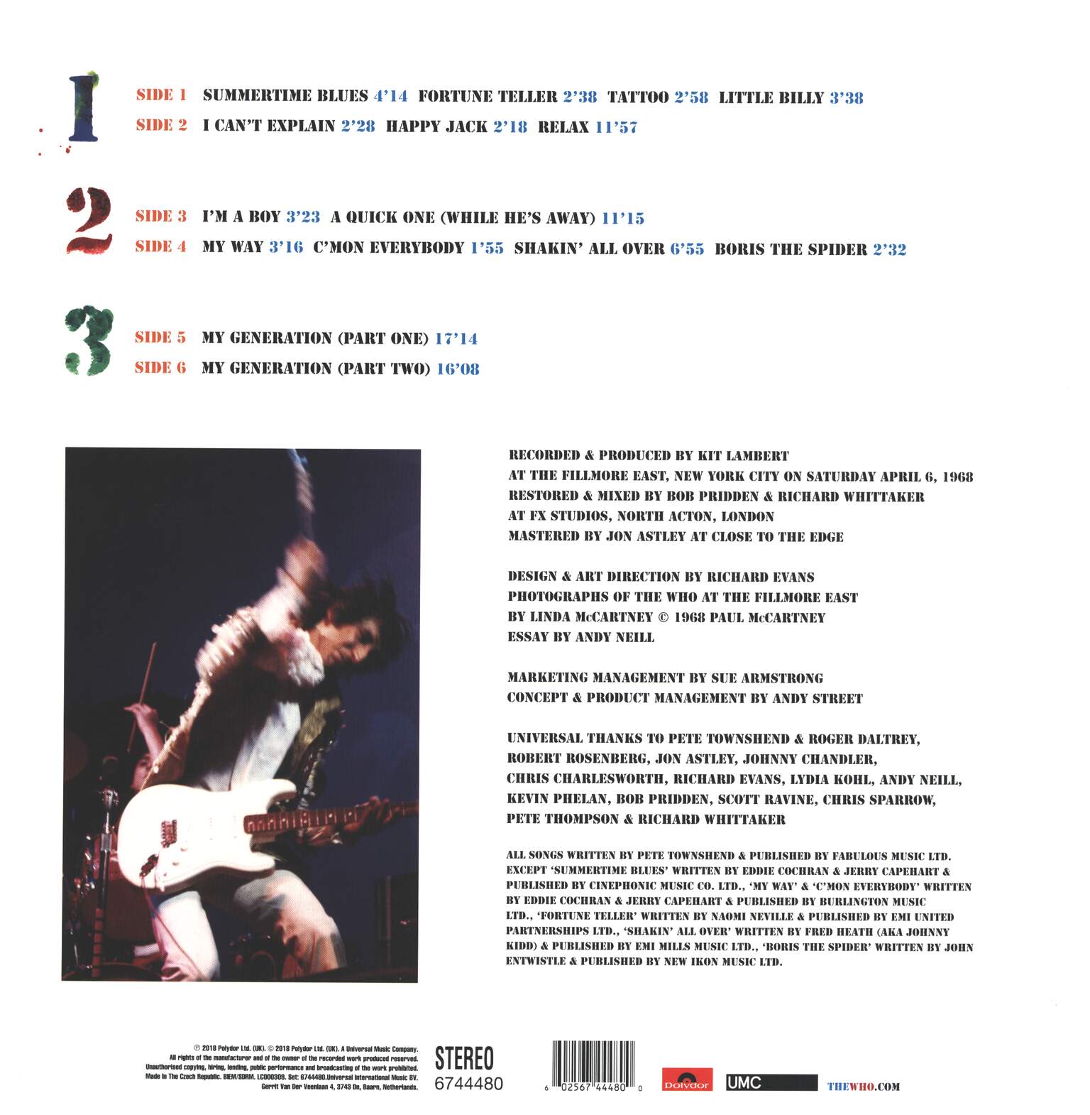 The Who: Live At The Fillmore East 1968, 3×LP (Vinyl)