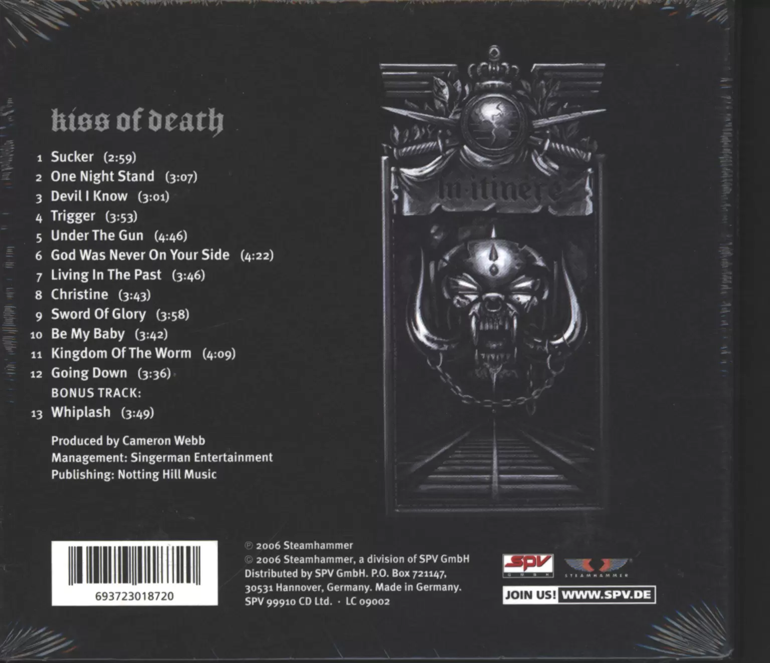Motörhead: Kiss Of Death, 1×CD