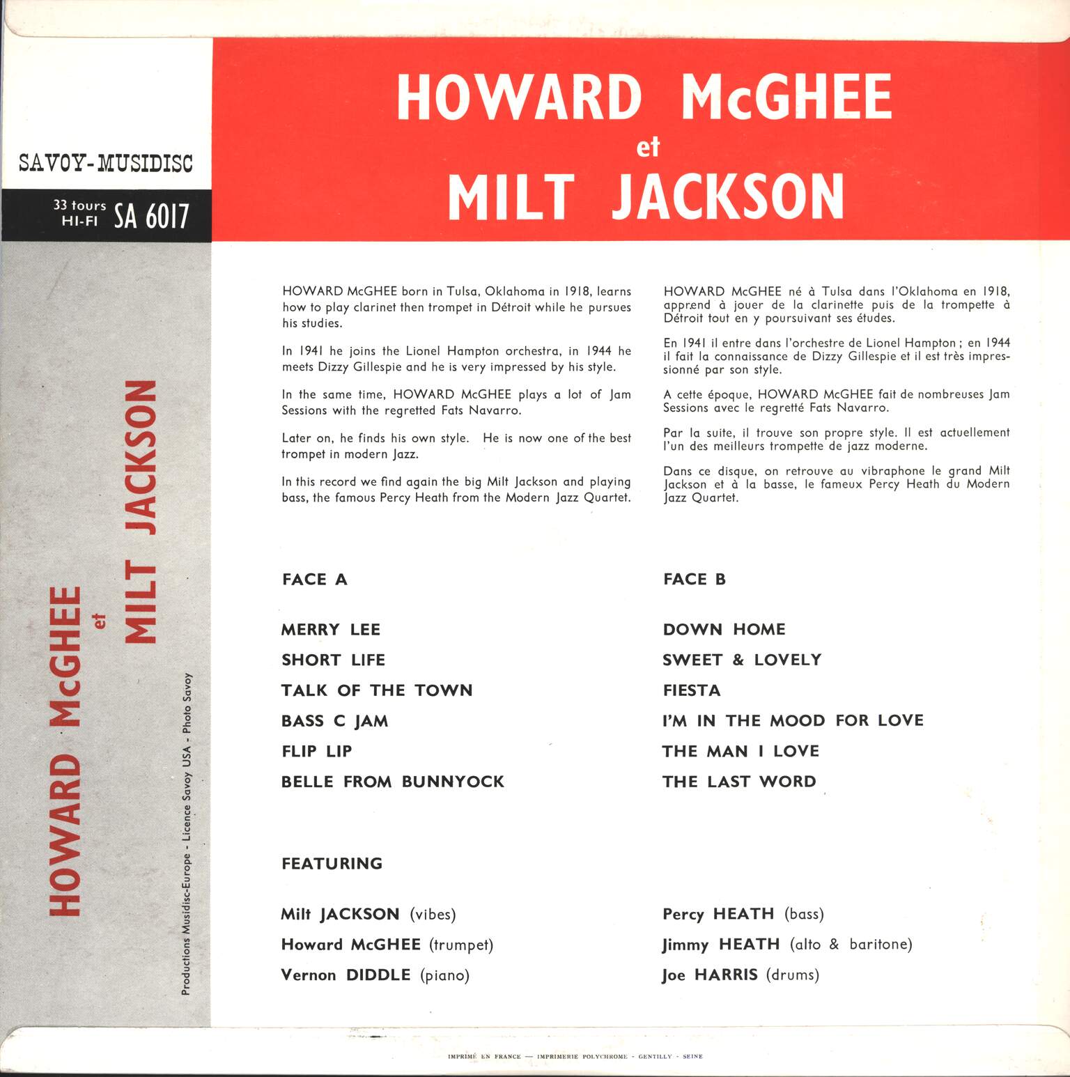 Howard McGhee: Howard McGhee Et Milt Jackson, 1×LP (Vinyl)