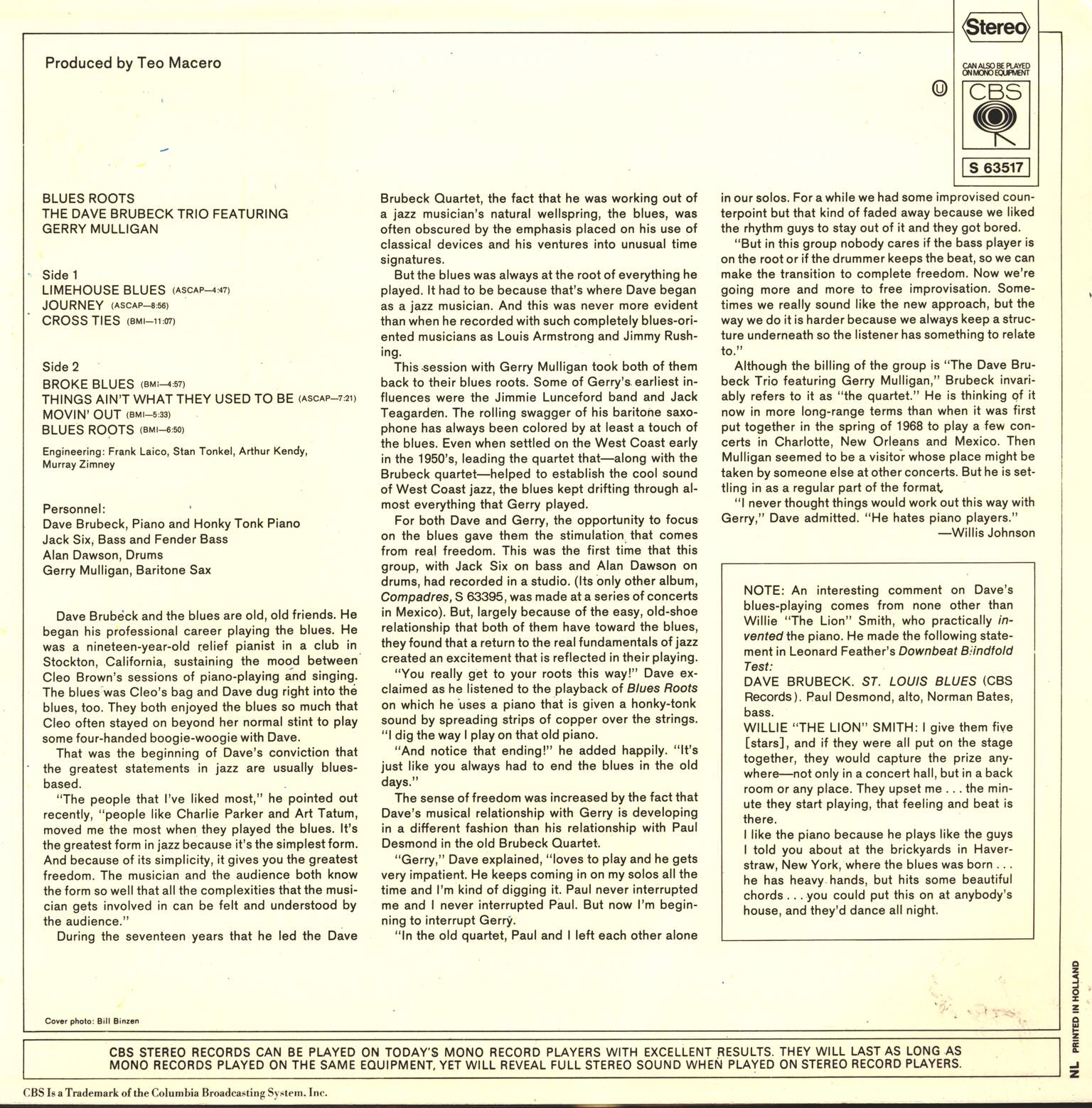 The Dave Brubeck Trio: Blues Roots, 1×LP (Vinyl)