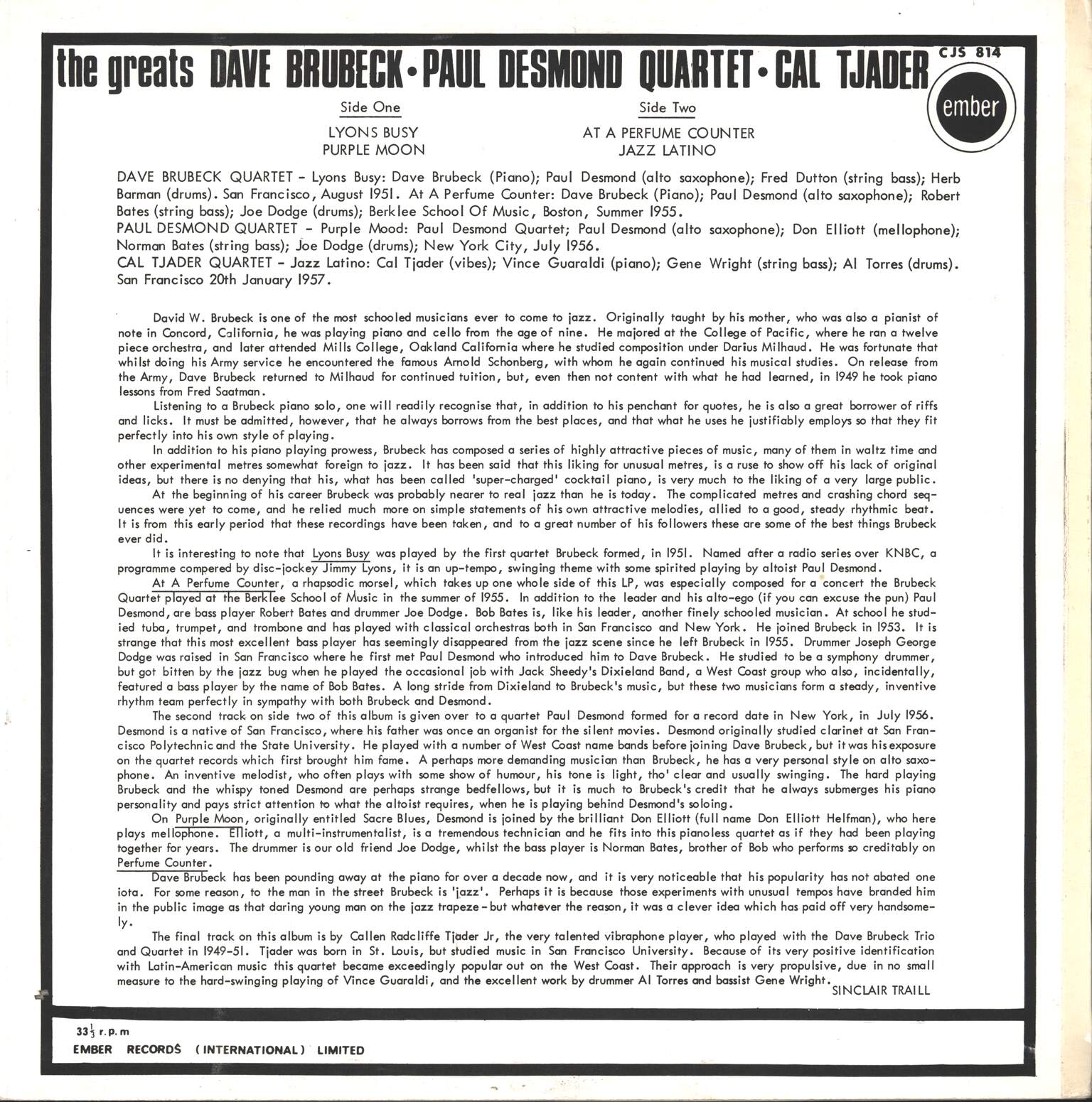 Dave Brubeck: The Greats!!!, 1×LP (Vinyl)