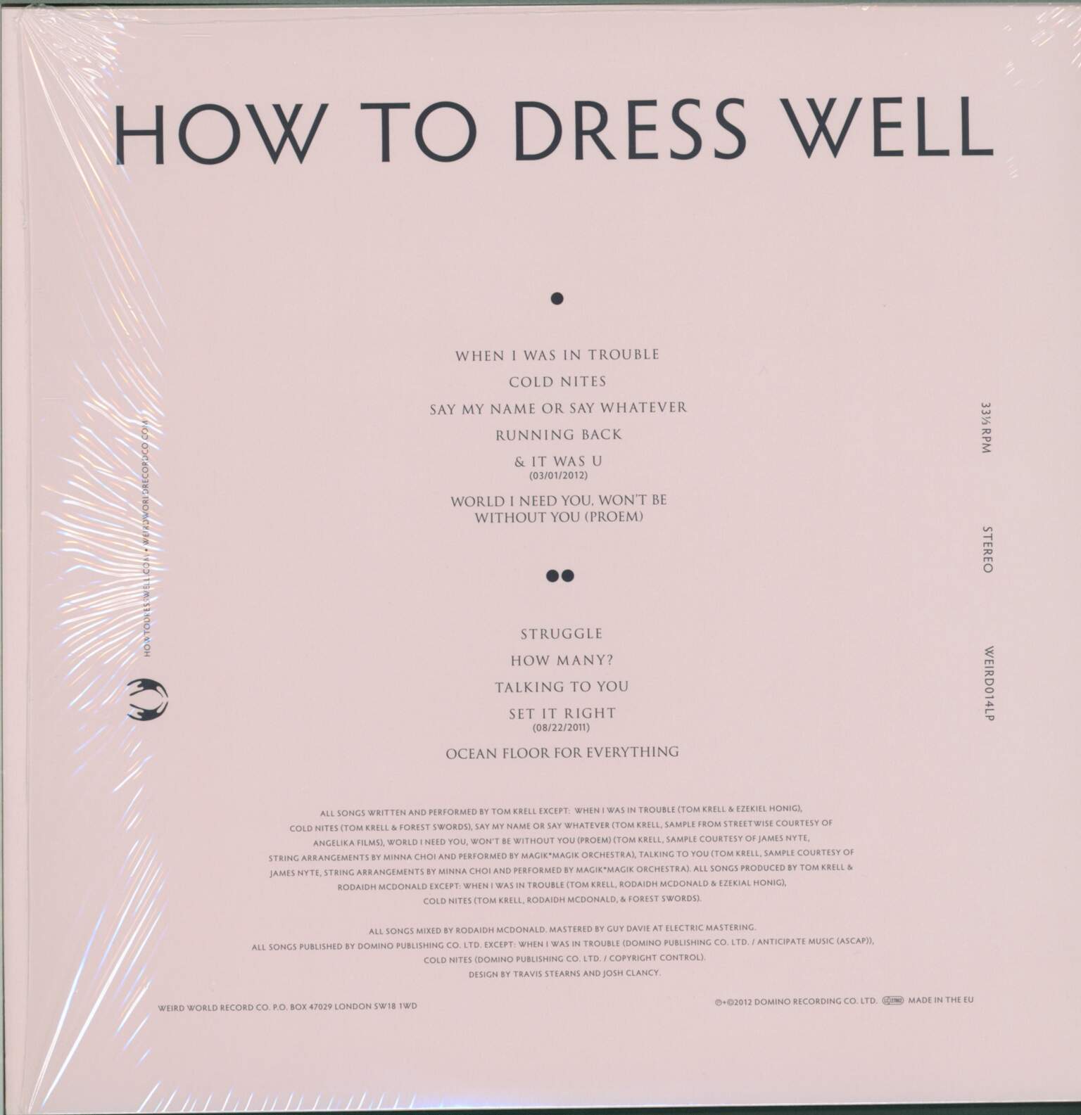 How To Dress Well: Total Loss, 1×LP (Vinyl), 1×7" Single (Vinyl)