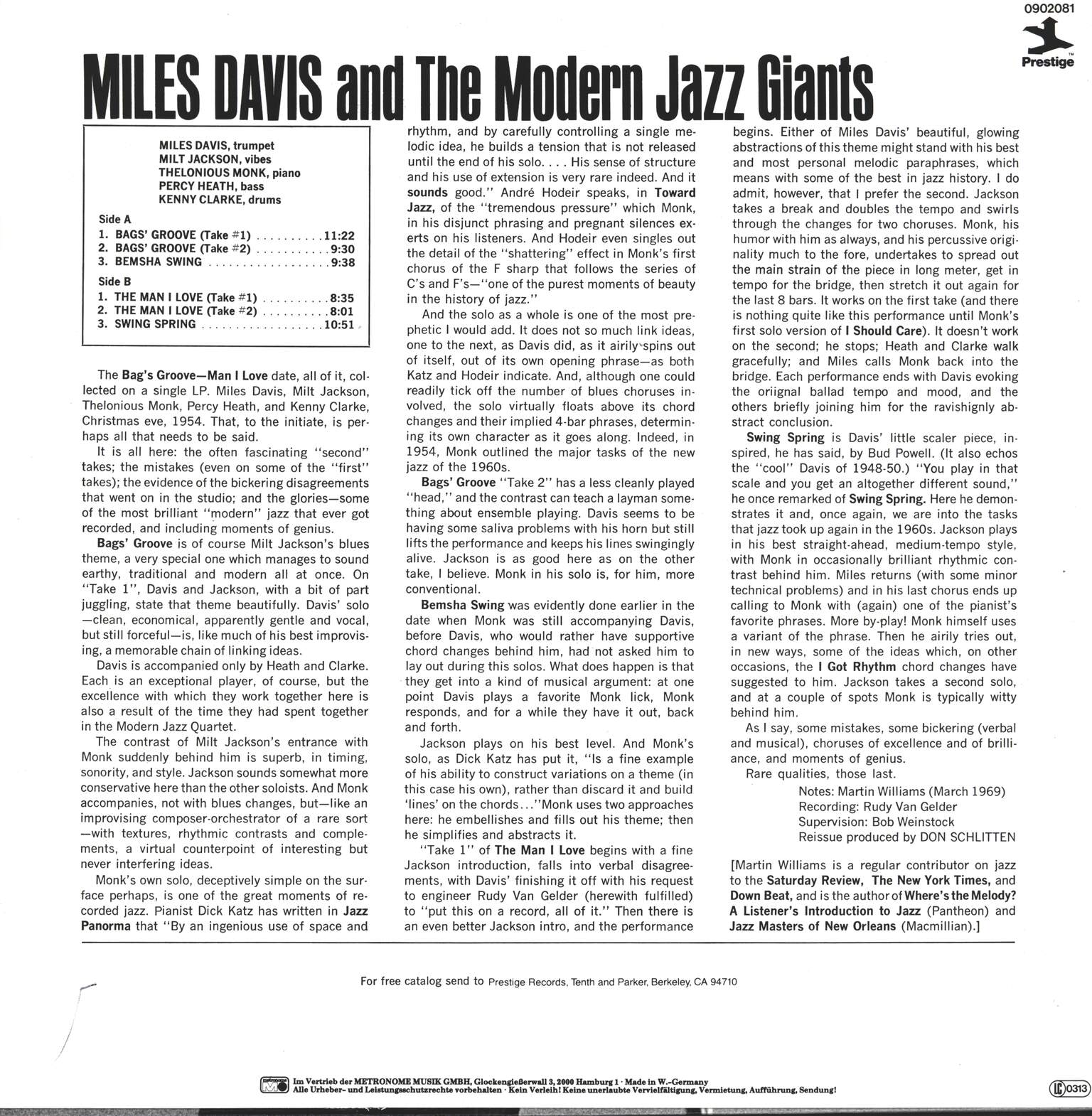 Miles Davis: Miles Davis And The Modern Jazz Giants, 1×LP (Vinyl)