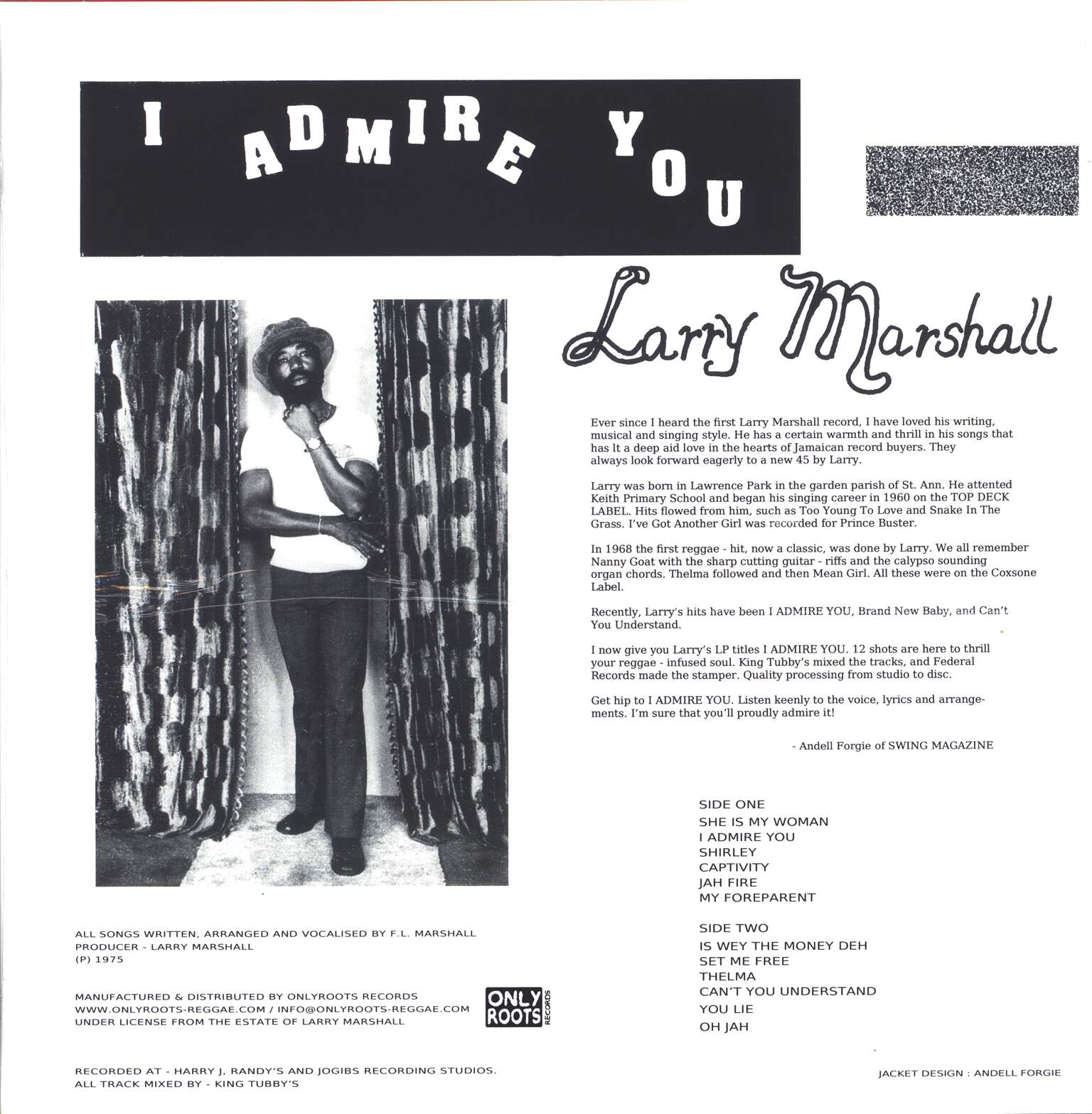 Larry Marshall: I Admire You, 1×LP (Vinyl)