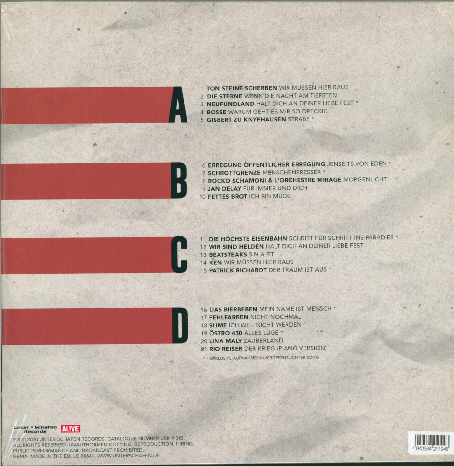 Various: Wir Müssen Hier Raus - Eine Hommage An Ton Steine Scherben Und Rio Reiser, 2×LP (Vinyl)