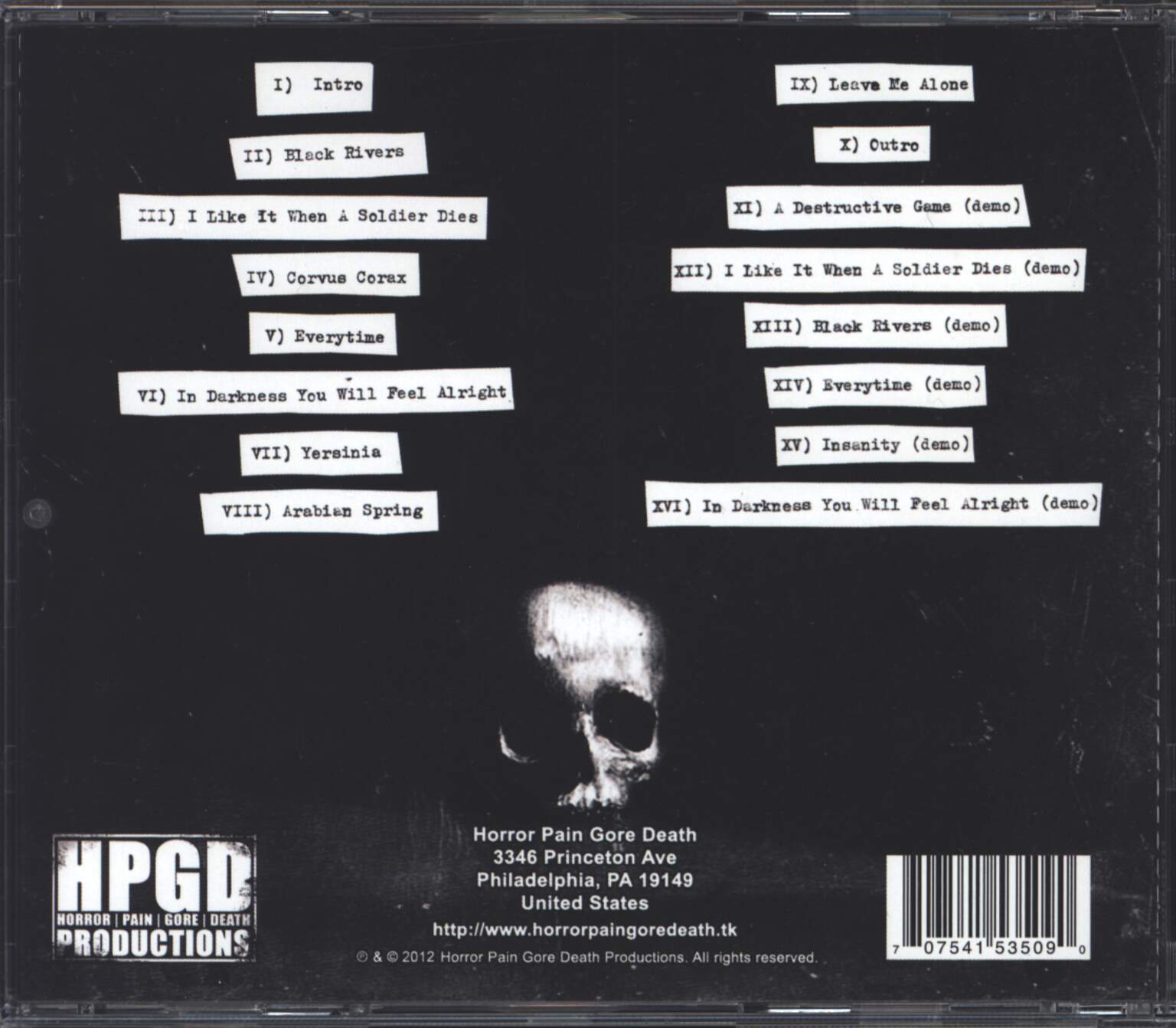 Horror Vacui: In Darkness You Will Feel Alright, 1×CD