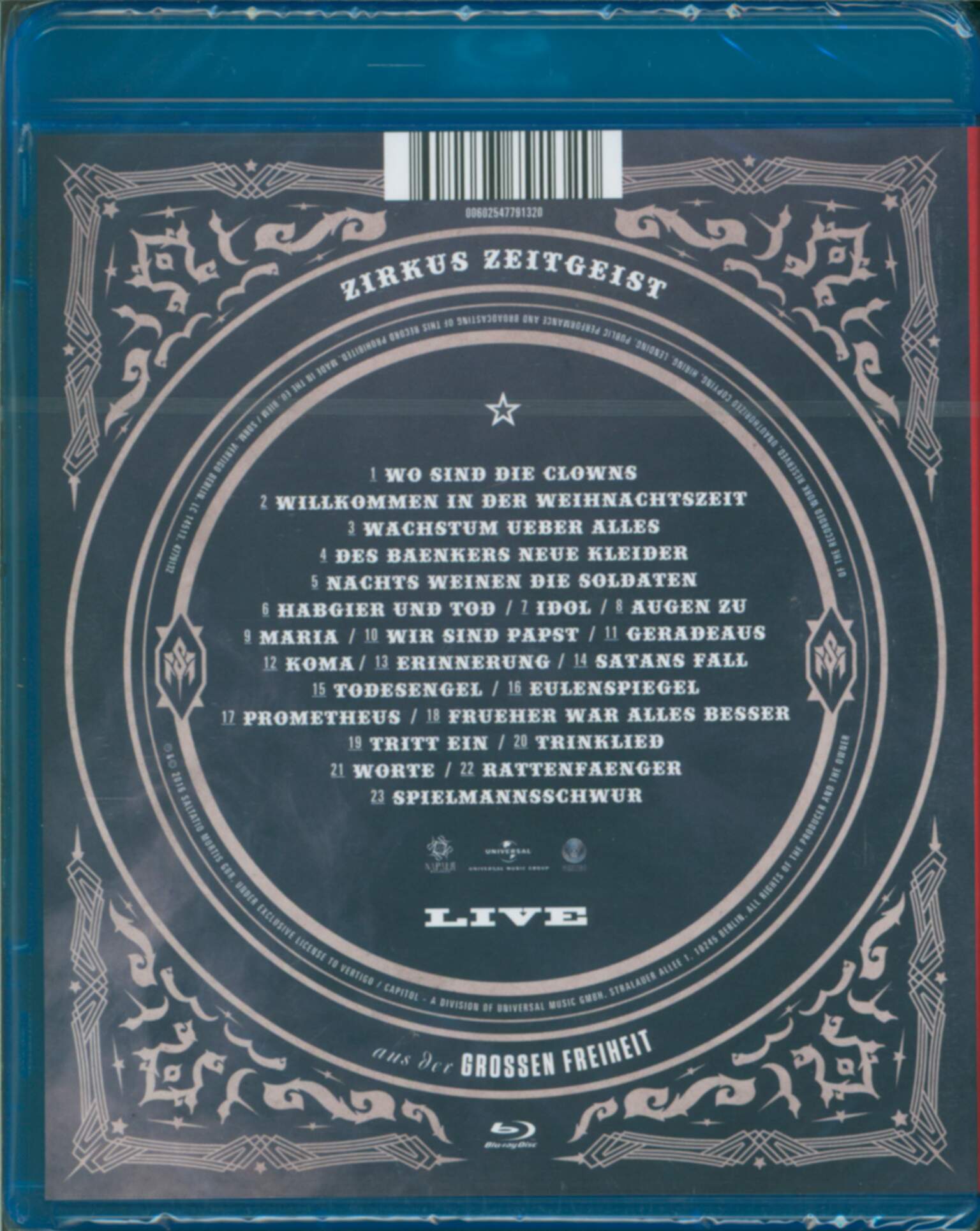 Saltatio Mortis: Zirkus Zeitgeist - Live aus der Großen Freiheit, 1×Blu-ray Disc