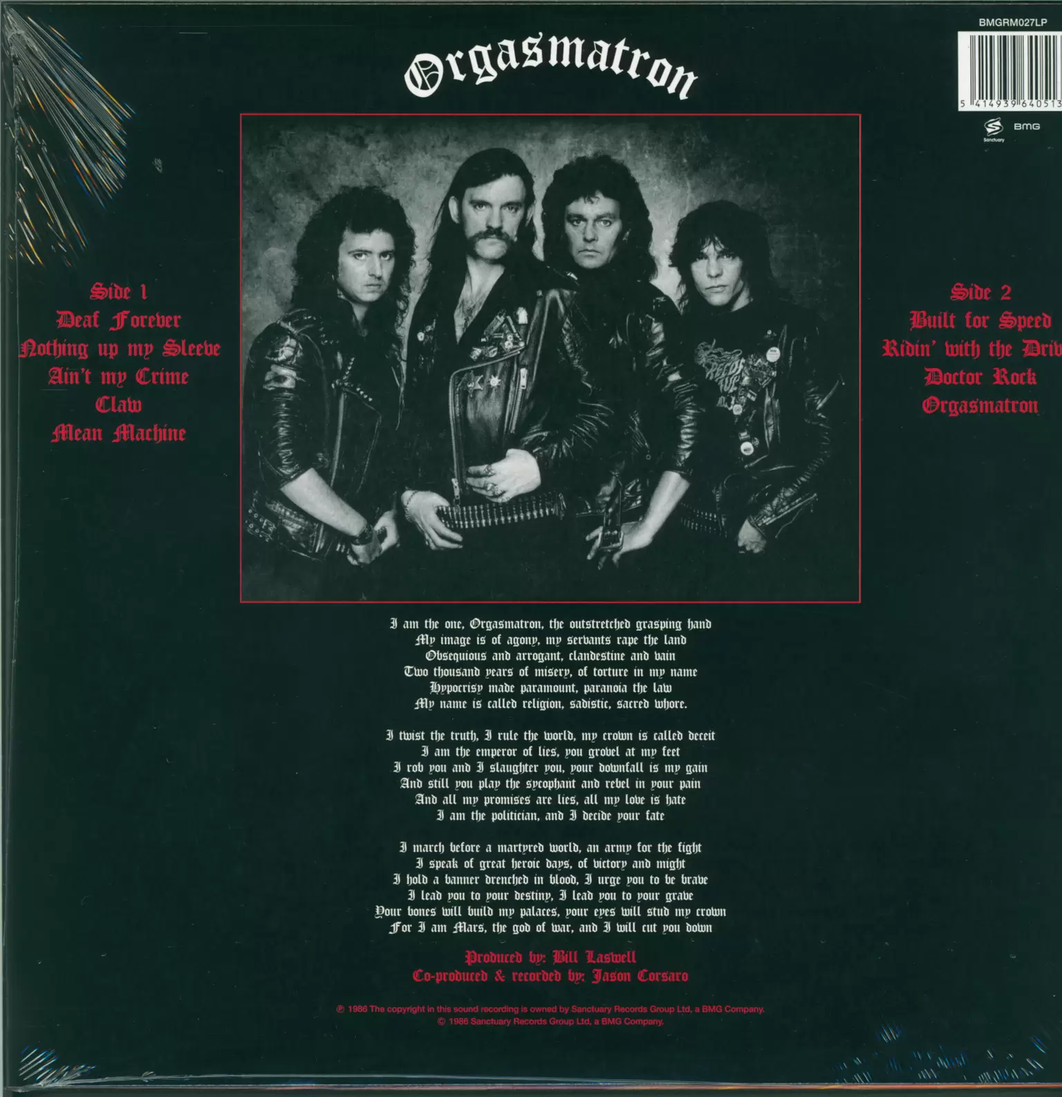 Motörhead: Orgasmatron, 1×LP (Vinyl)