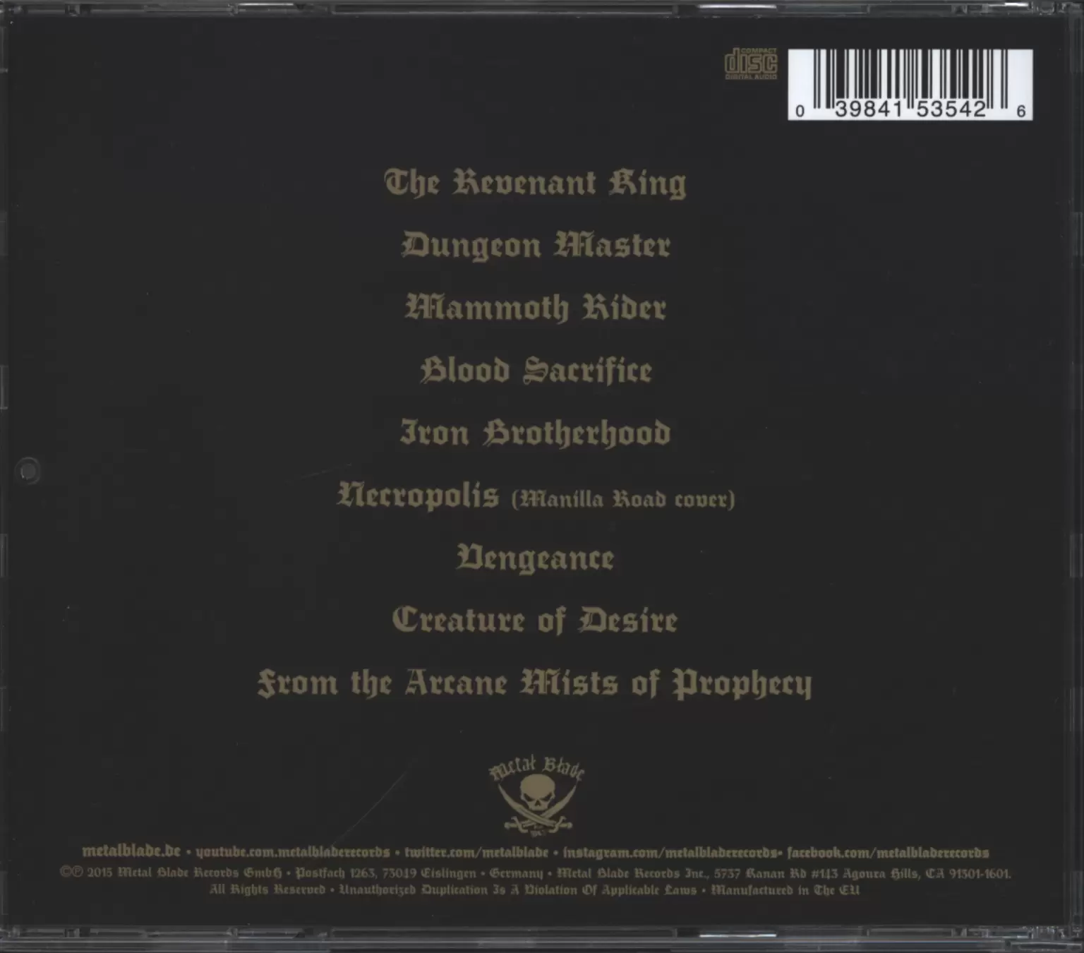 Visigoth: The Revenant King, 1×CD