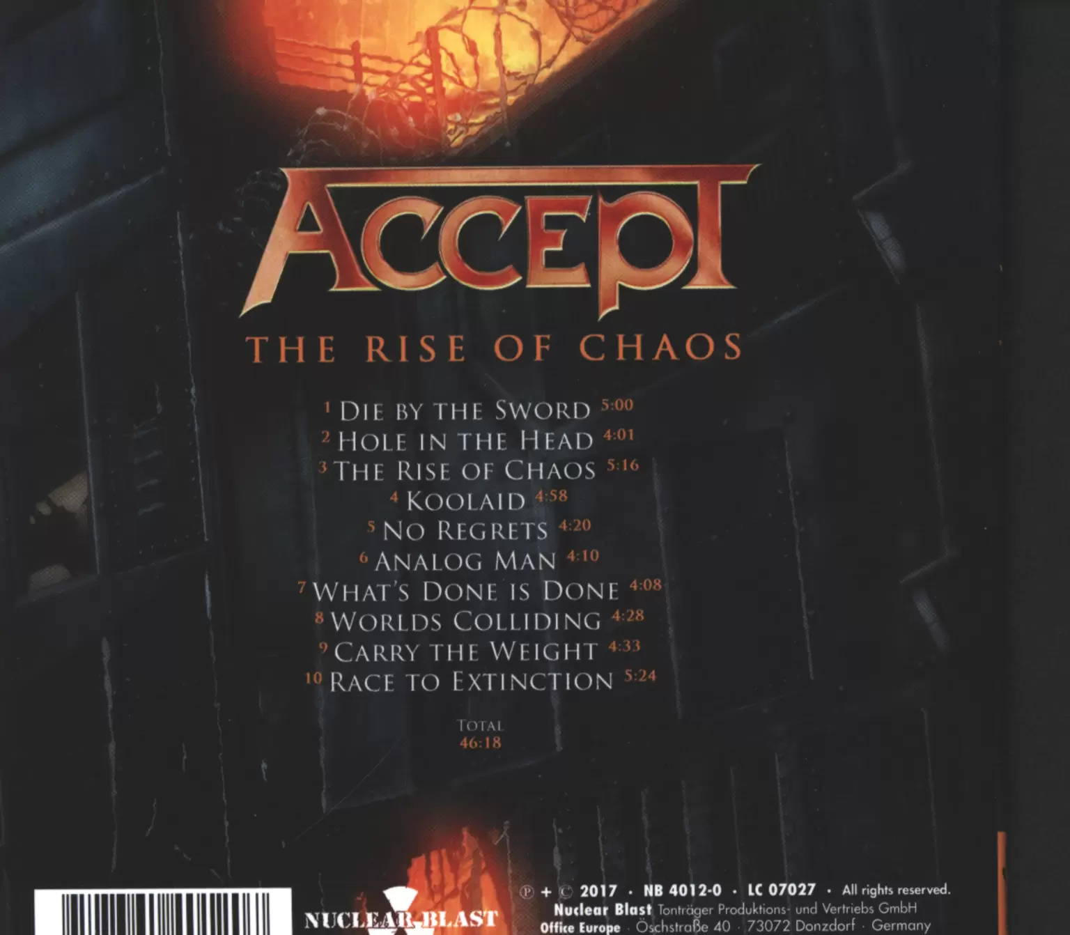Accept: The Rise Of Chaos, 1×CD