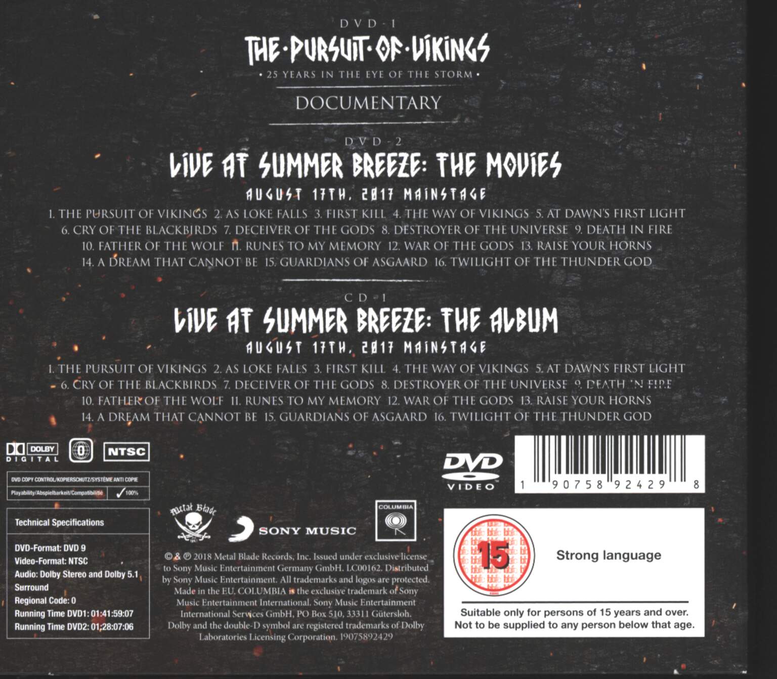 Amon Amarth: The Pursuit Of Vikings (25 Years In The Eye Of The Storm), 1×CD, 2×DVD