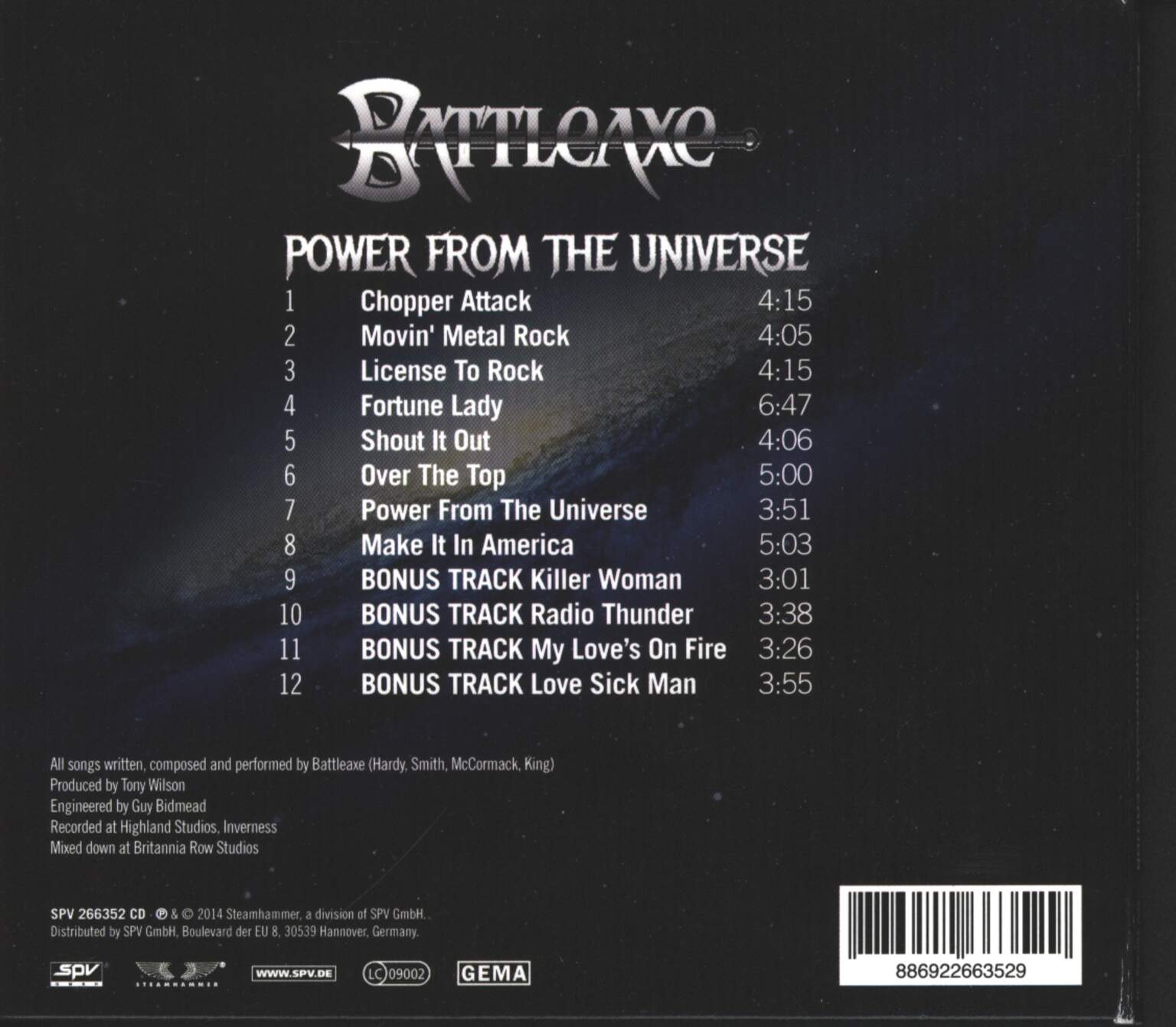 Battleaxe: Power From The Universe, 1×CD