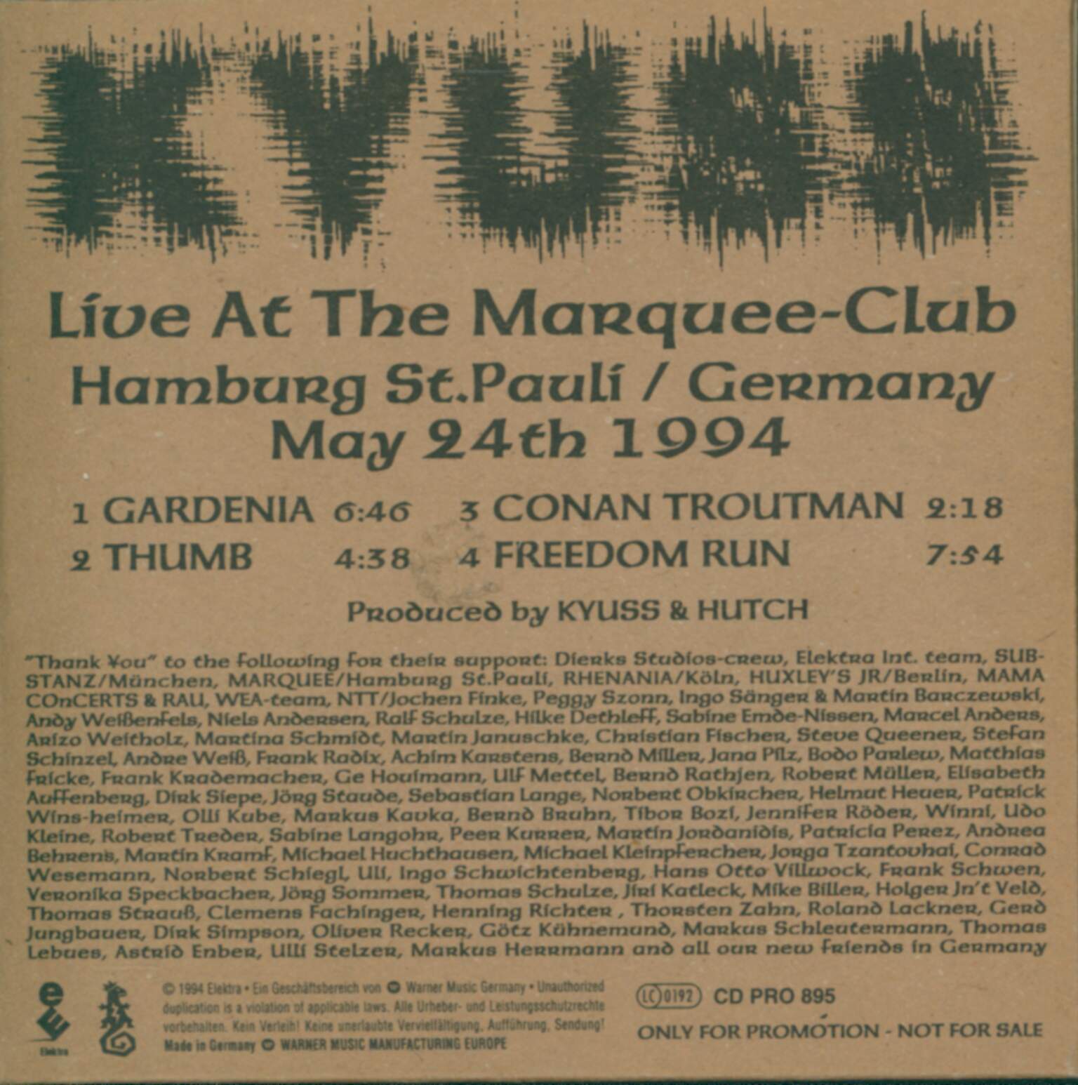 Kyuss: Live At The Marquee-Club, 1×CD