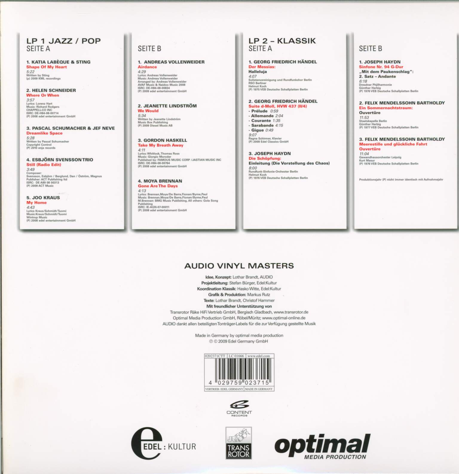 Various: Audio Vinyl Masters Vol I, 2×LP (Vinyl)