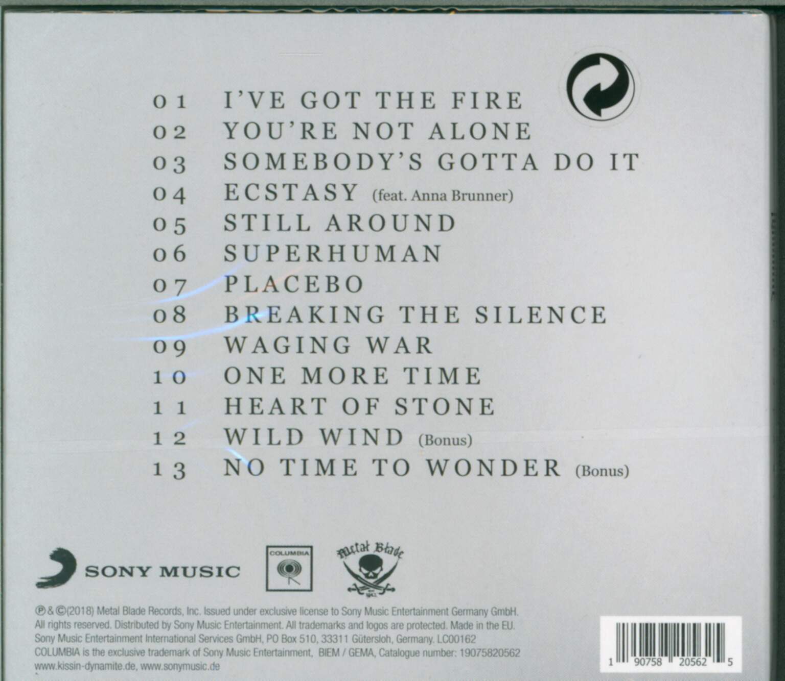 Kissin' Dynamite: Ecstasy, 1×CD