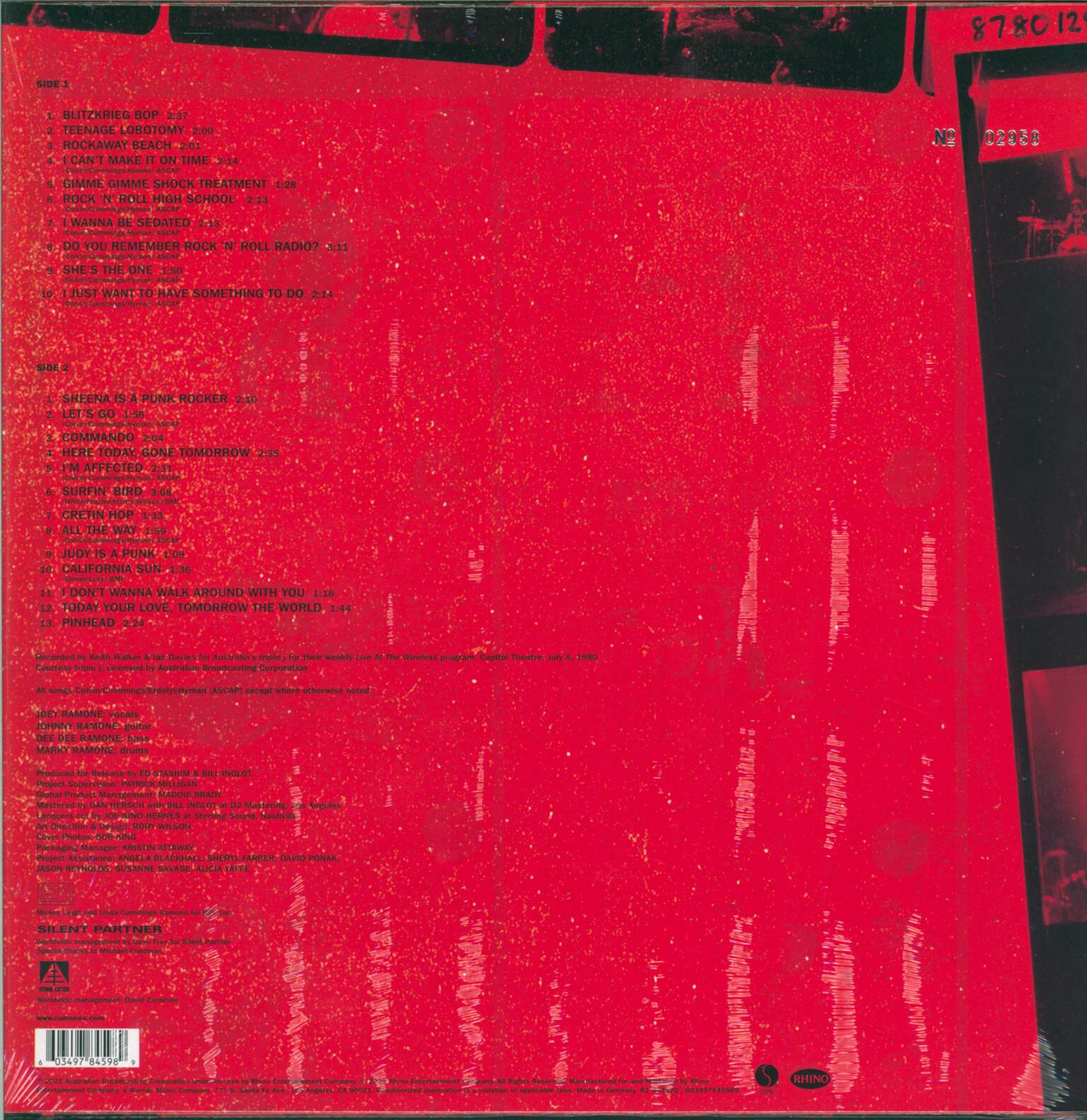Ramones: Triple J Live At The Wireless - Capitol Theatre, Sydney, Australia, July 8, 1980, 1×LP (Vinyl)