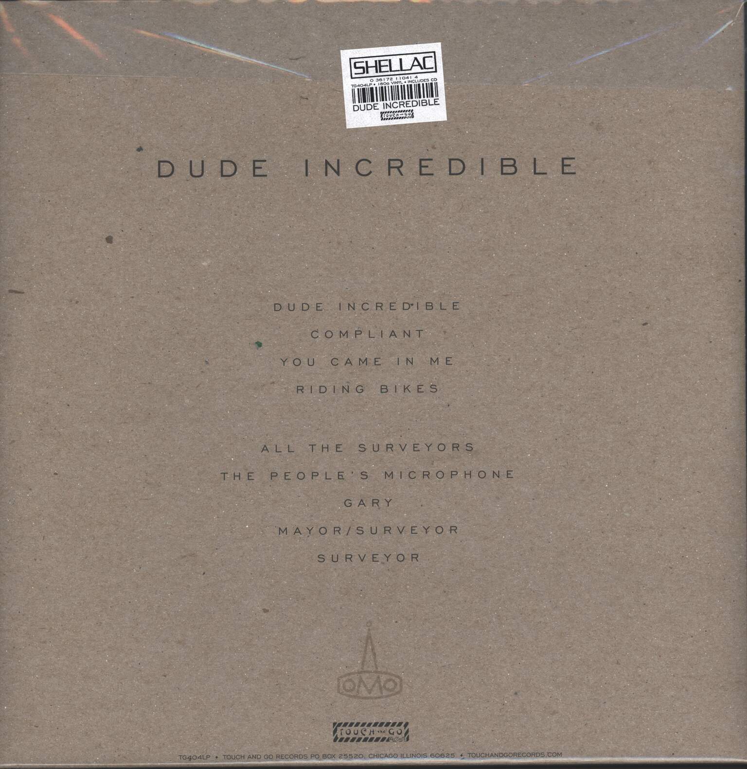 Shellac: Dude Incredible, 1×CD, 1×LP (Vinyl)