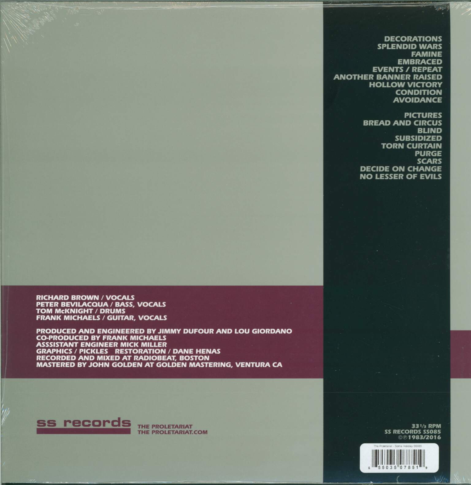 The Proletariat: Soma Holiday, 1×LP (Vinyl)