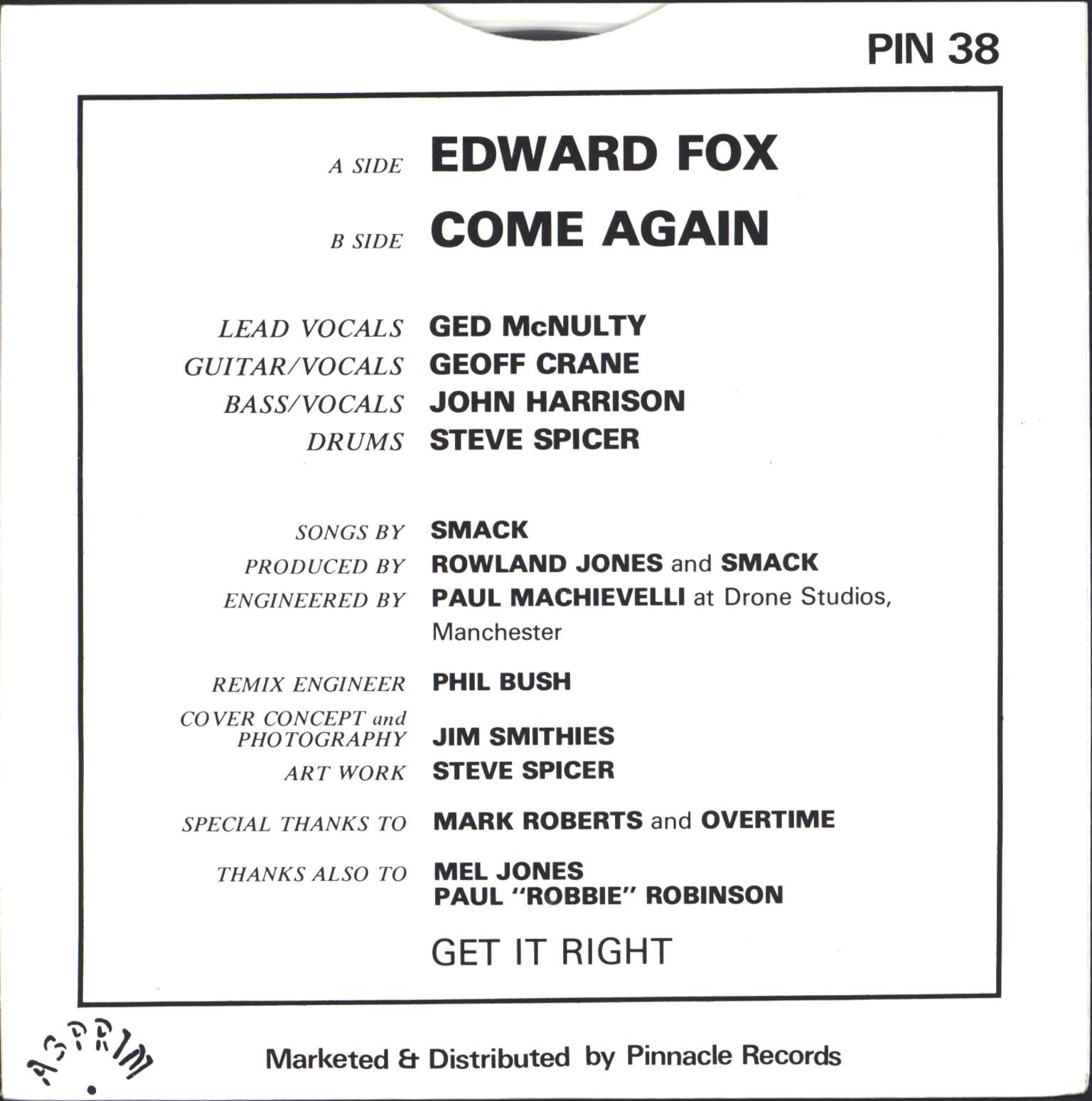 Smack: Edward Fox, 1×7" Single (Vinyl)
