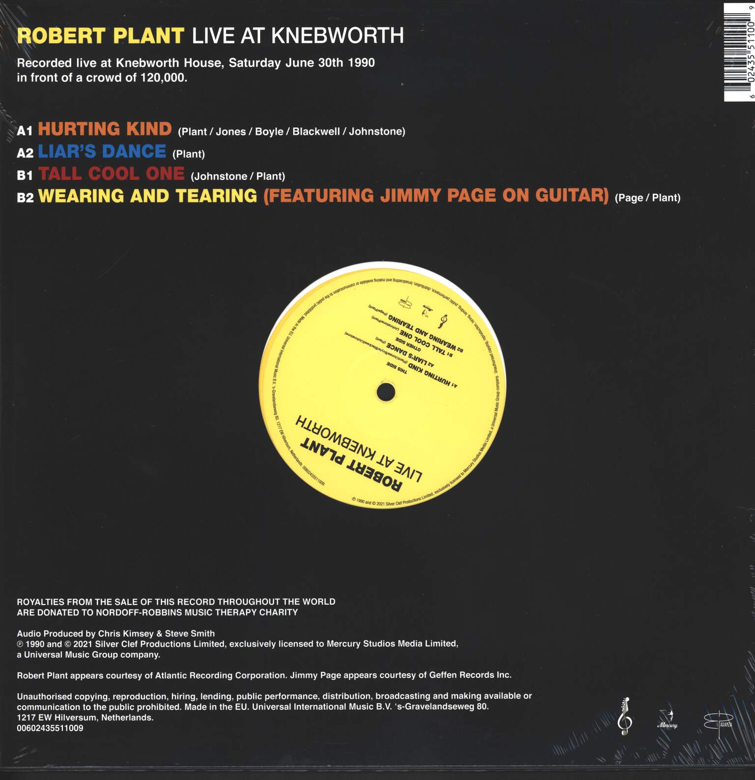Robert Plant: Live At Knebworth, 1×LP (Vinyl)