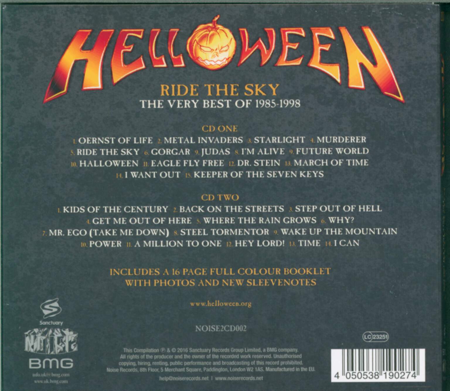 Helloween: Ride The Sky - The Very Best Of 1985-1998, 2×CD