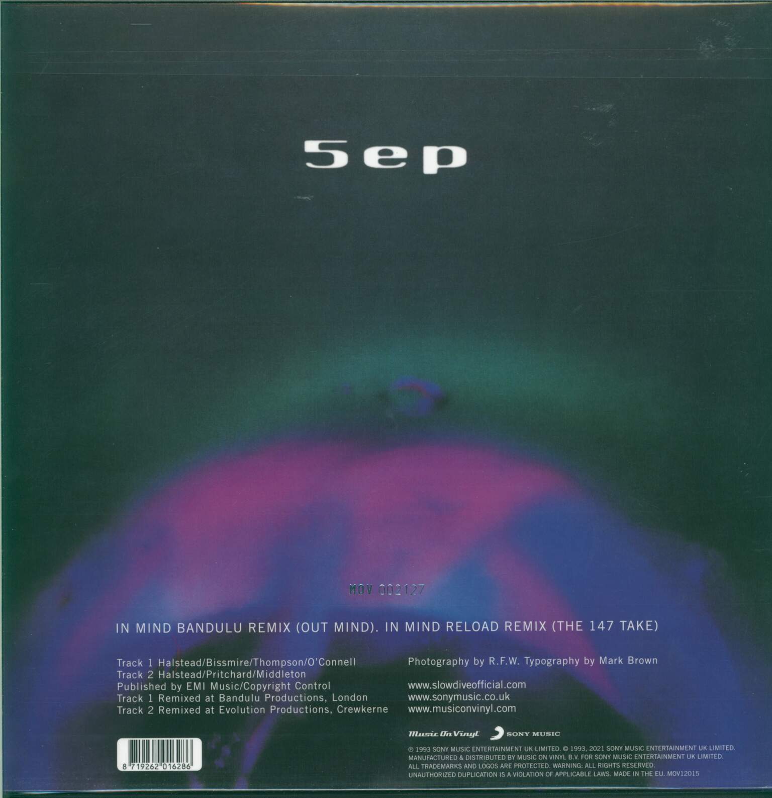 Slowdive: 5 EP (In Mind Remixes), 1×12" Maxi Single (Vinyl)