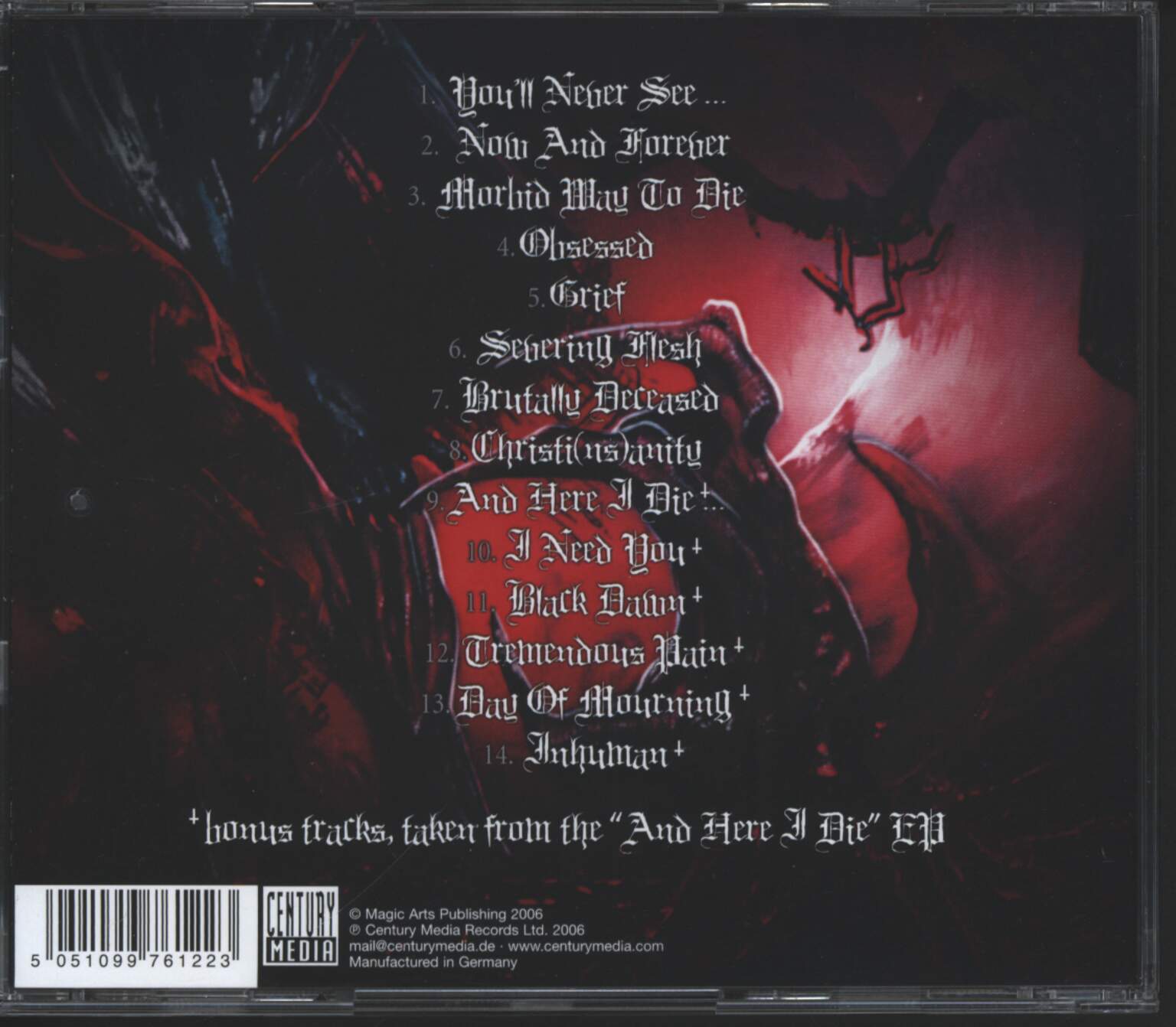 Grave: You'll Never See, 1×CD