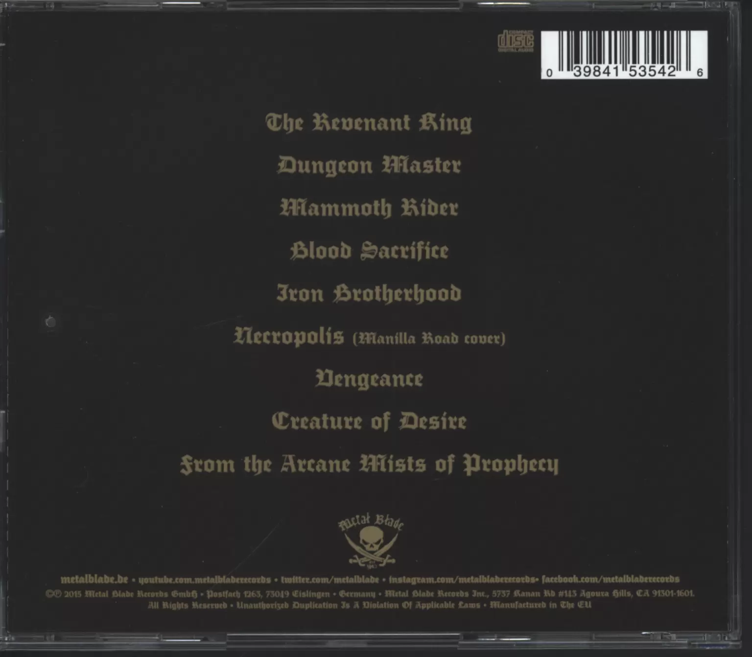 Visigoth: The Revenant King, 1×CD