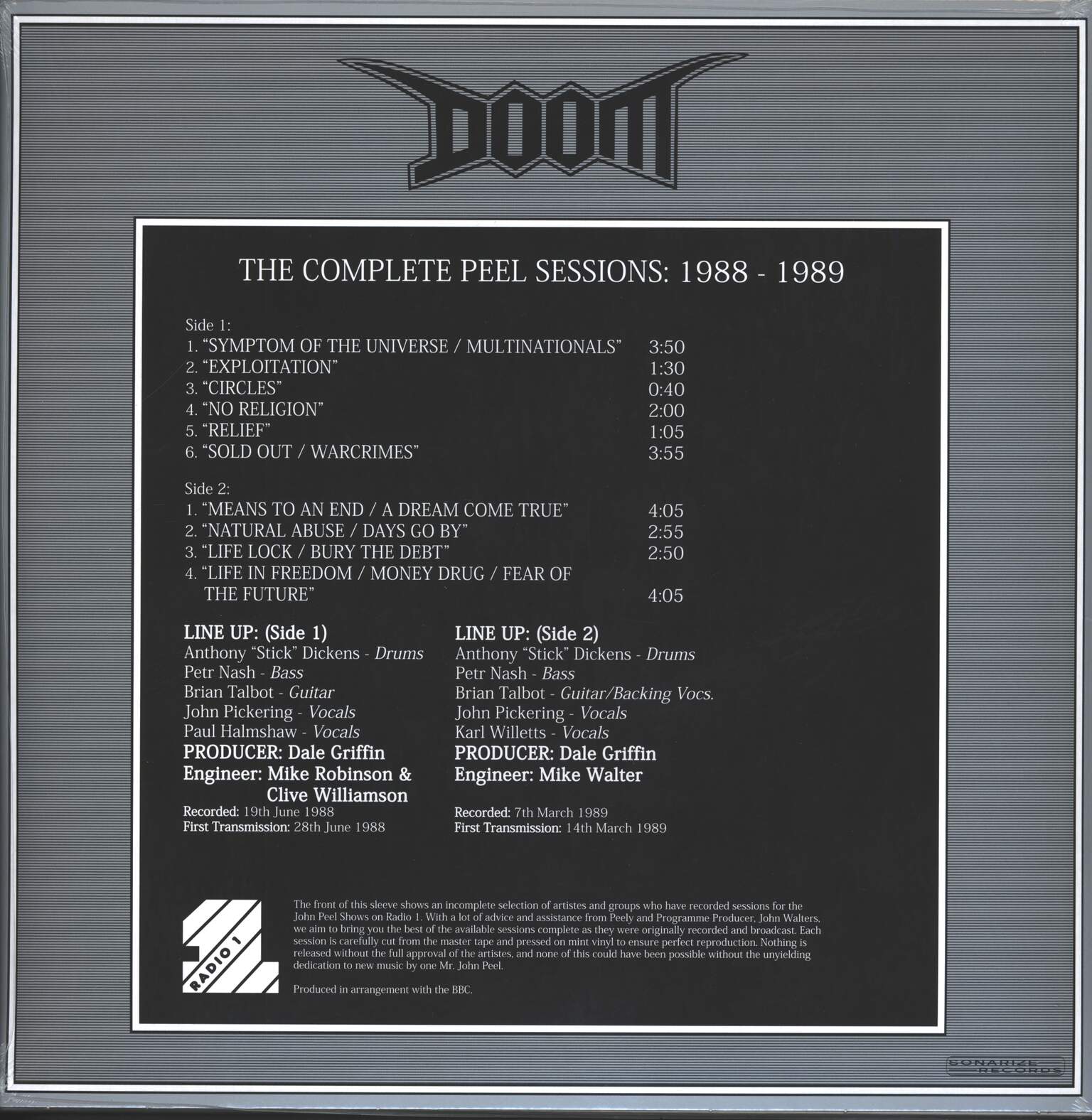 Doom: The Complete Peel Sessions: 1988 - 1989, 1×LP (Vinyl)
