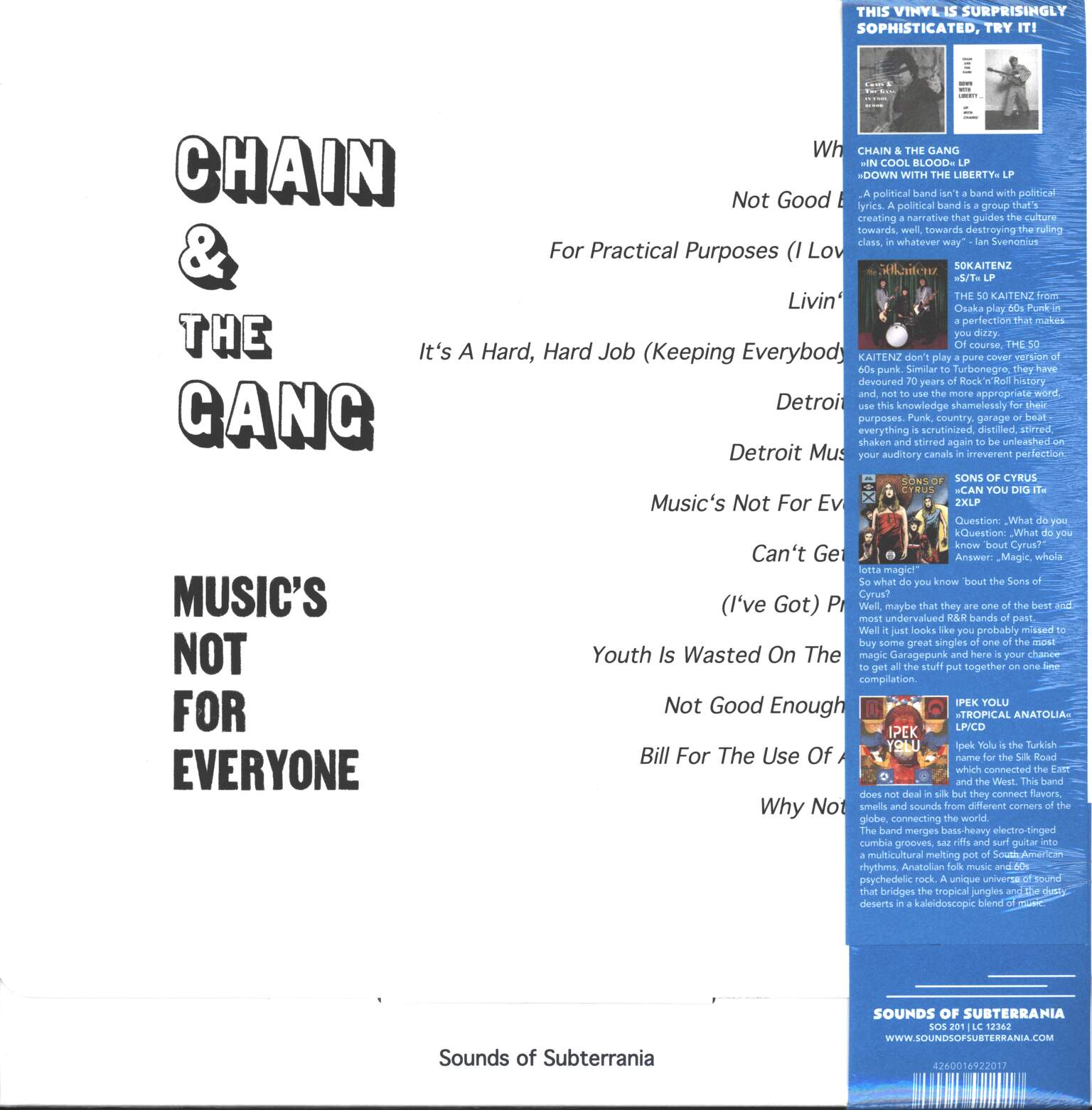 Chain And The Gang: Music's Not For Everyone, 1×LP (Vinyl)