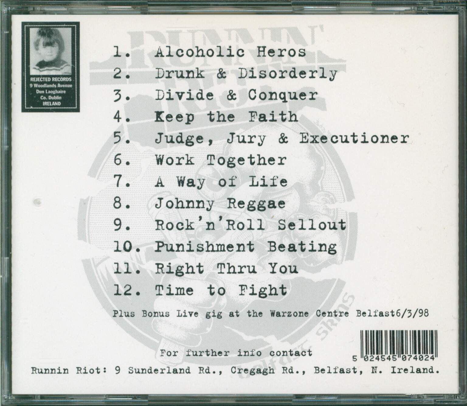 Runnin'riot: Reclaim The Streets, 1×CD