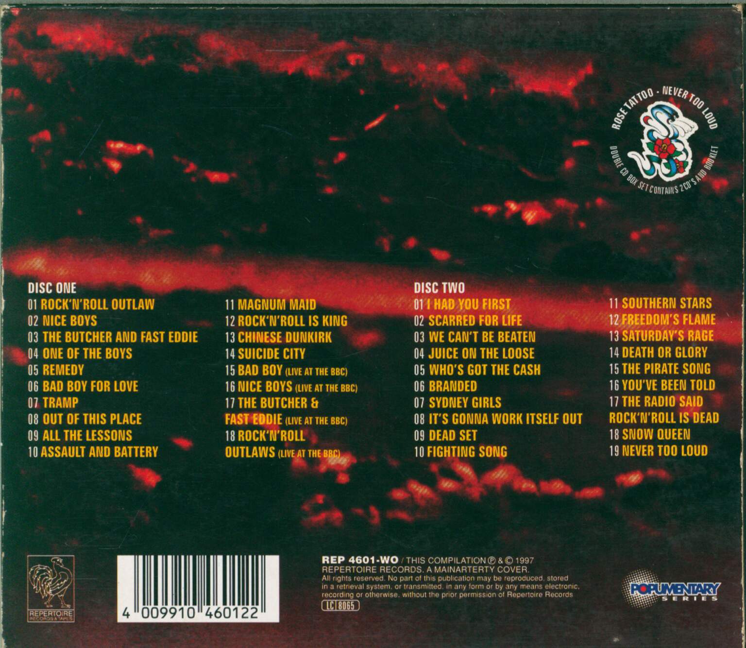 Rose Tattoo: Never Too Loud, 2×CD