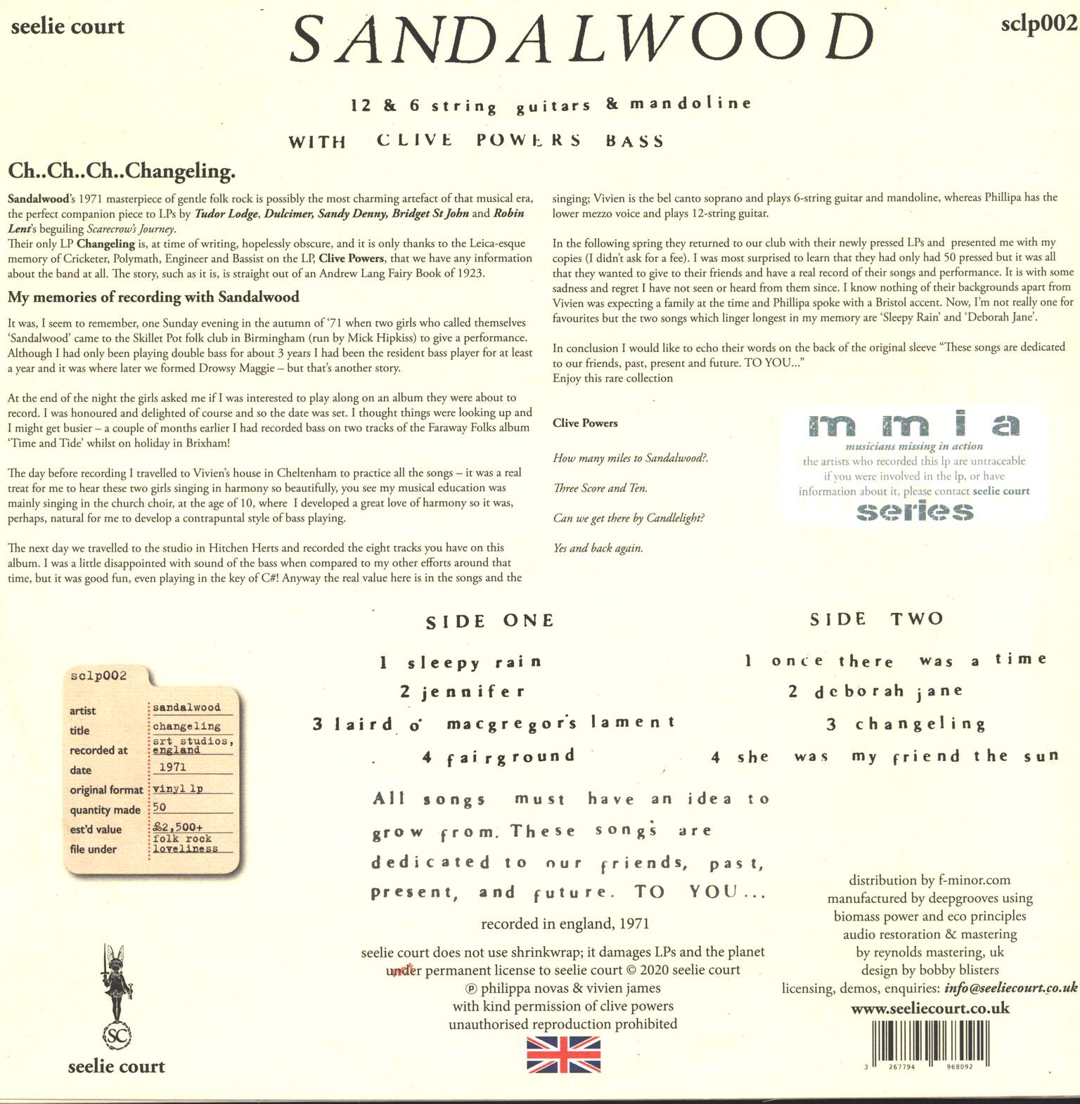 Sandalwood: Changeling, 1×LP (Vinyl)