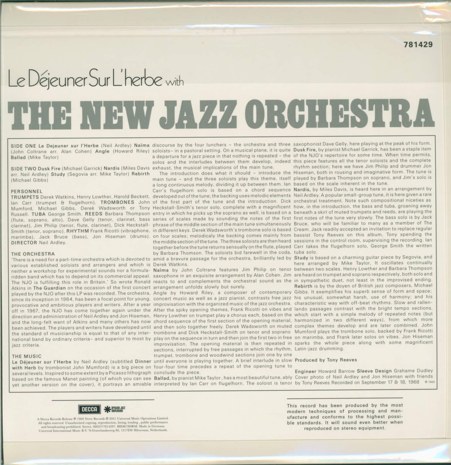 New Jazz Orchestra: Le Dejeuner Sur L'Herbe, 1×LP (Vinyl)